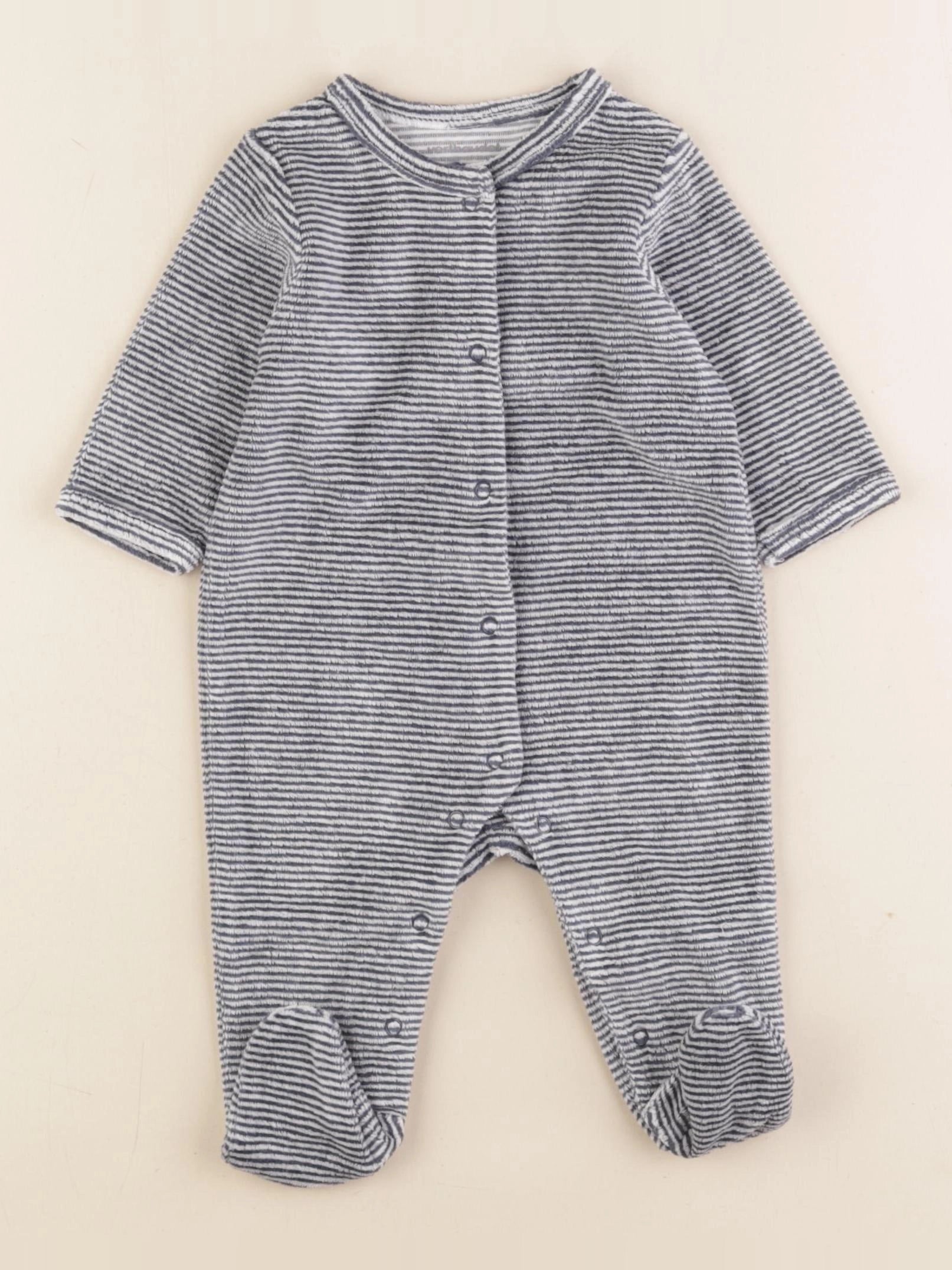 Vertbaudet - pyjama velours blanc, bleu - 3 mois