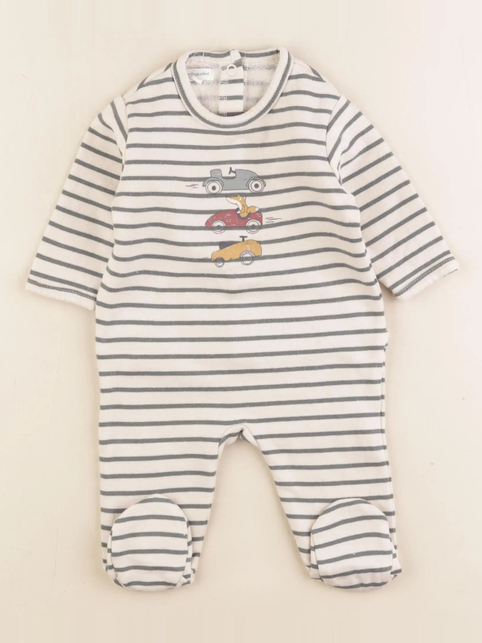 Vertbaudet - pyjama beige, vert - 3 mois