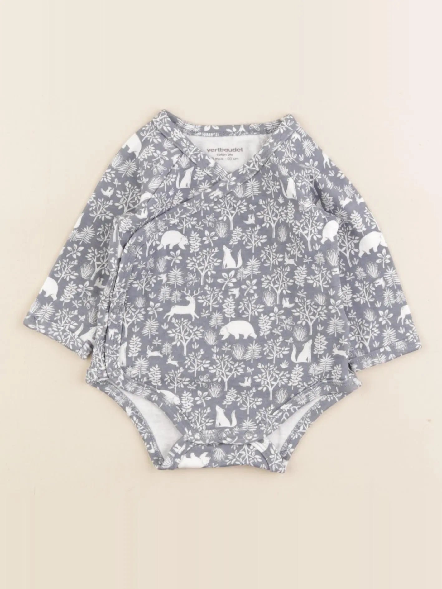 Vertbaudet - body blanc, bleu - 3 mois