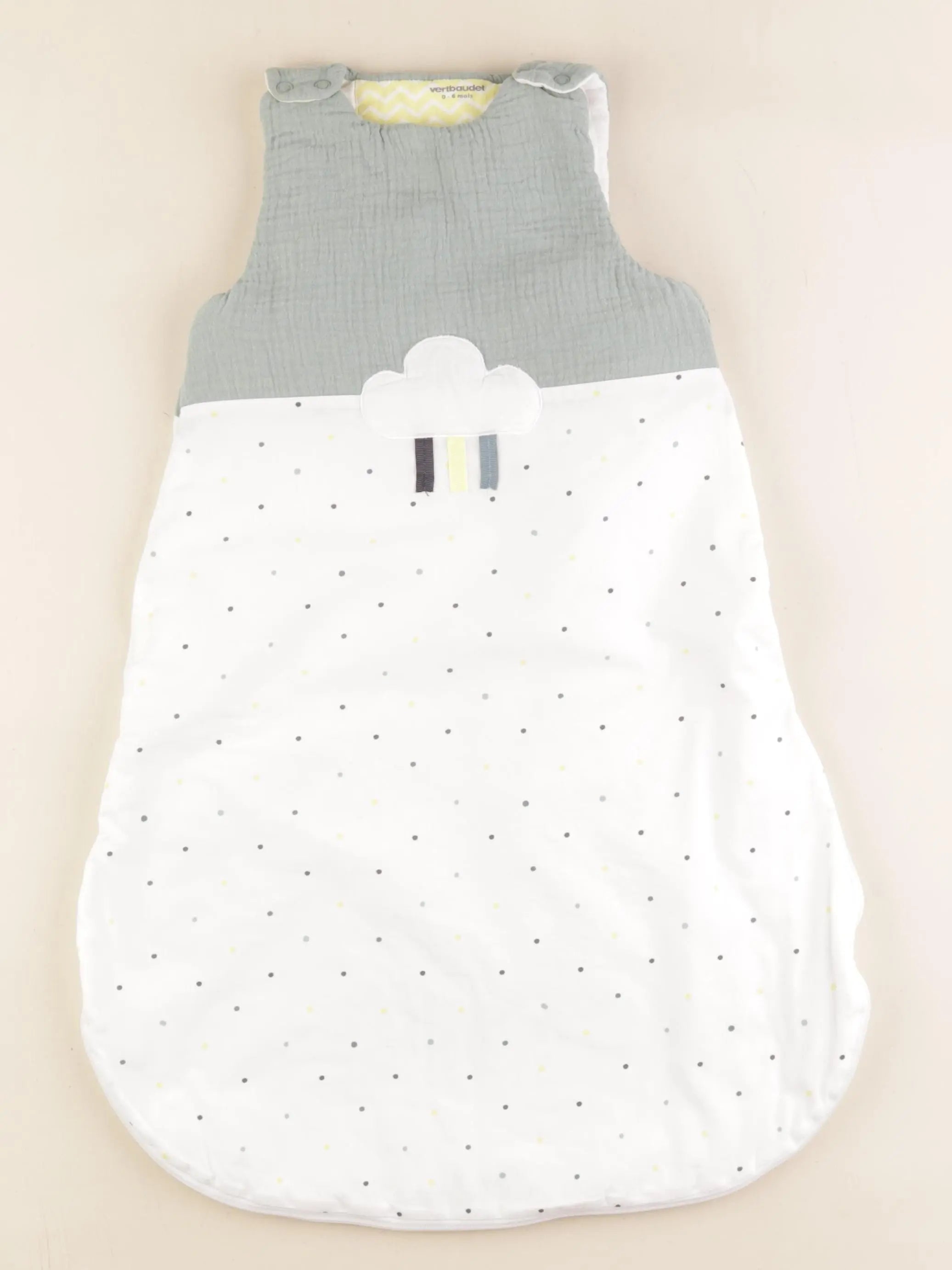 Vertbaudet - gigoteuse TOG 2,5 vert, blanc - 0/6 mois