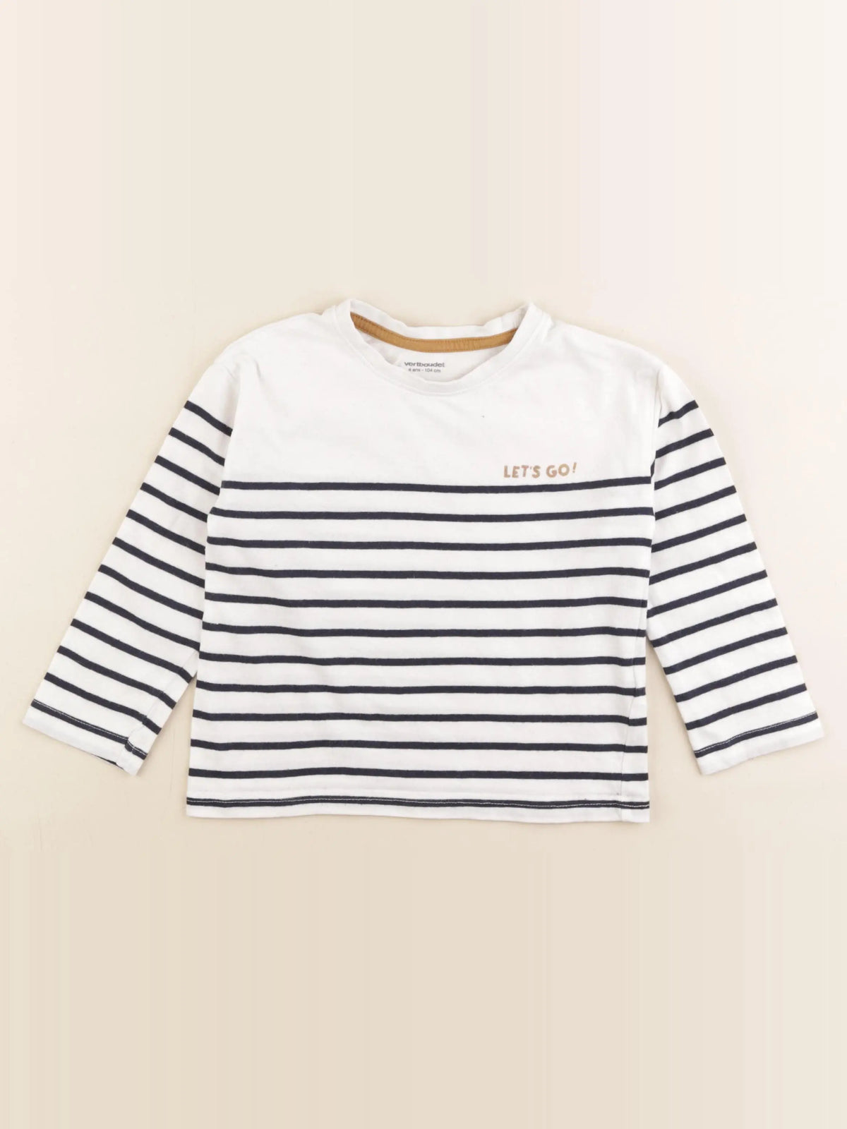 Vertbaudet - tee-shirt blanc, bleu - 4 ans
