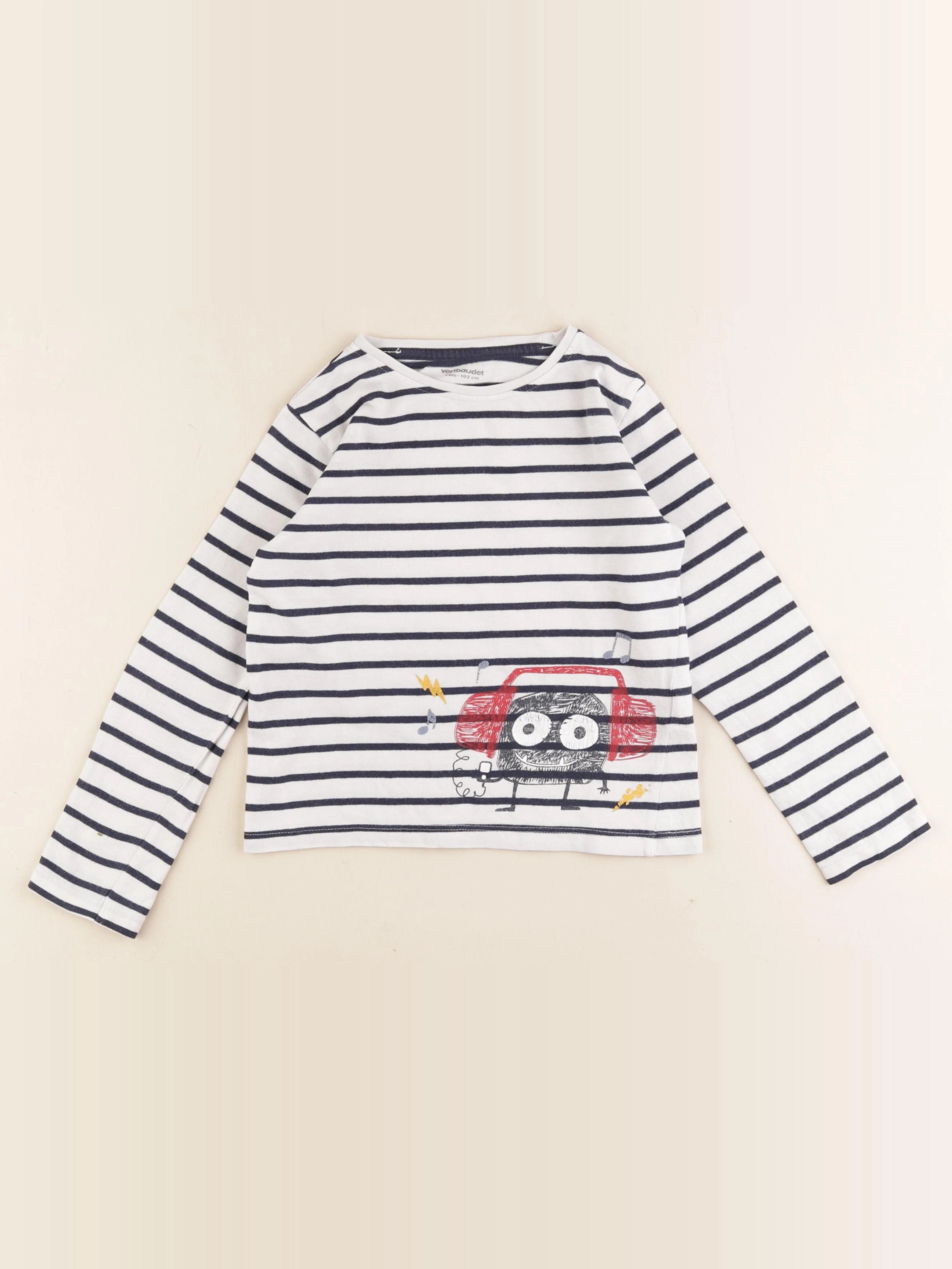 Vertbaudet - tee-shirt blanc, bleu - 4 ans