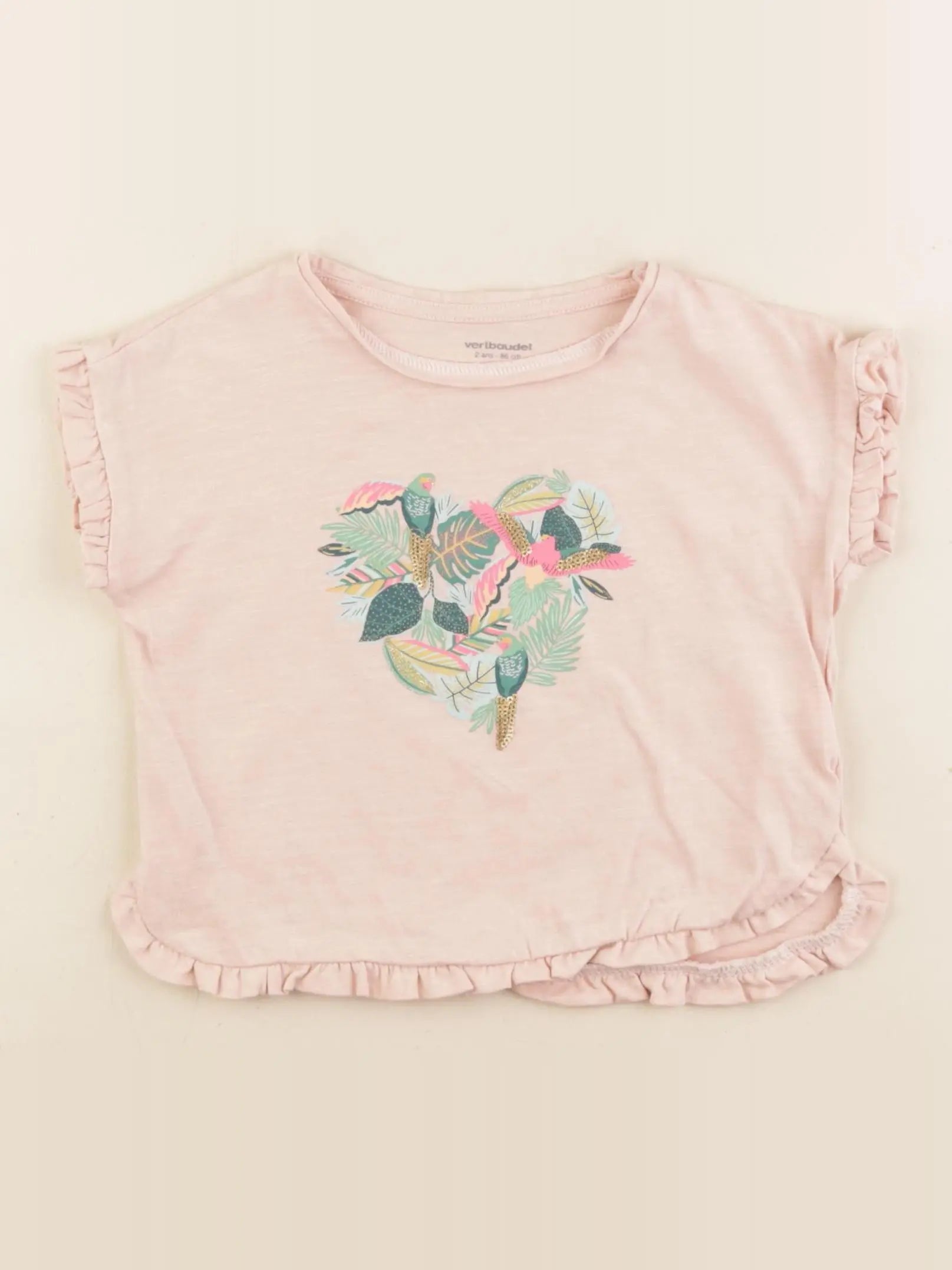 Vertbaudet - tee-shirt rose - 2 ans
