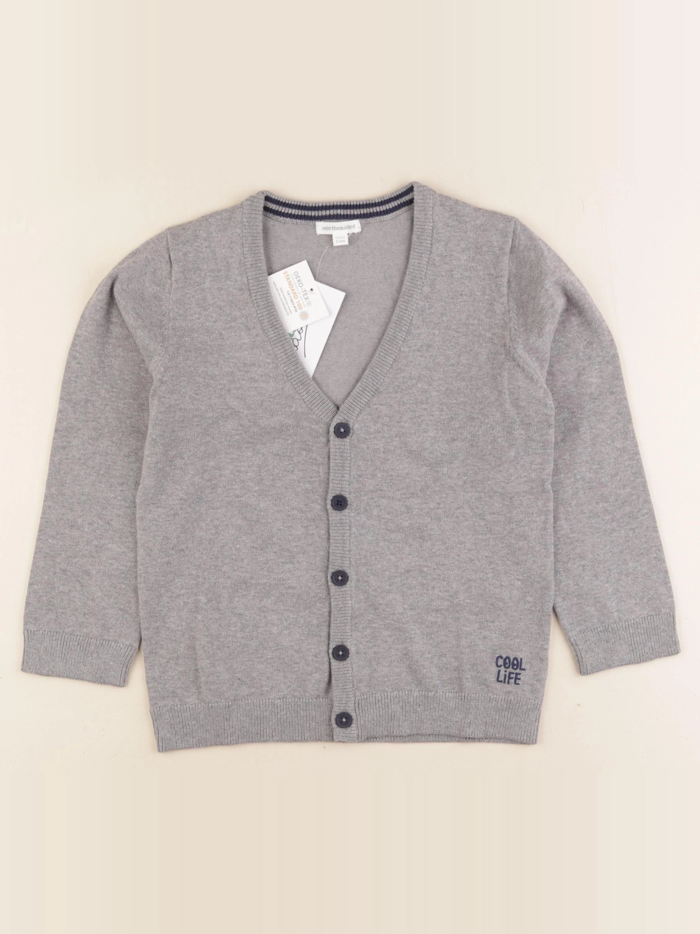 Vertbaudet - gilet gris - 6 ans