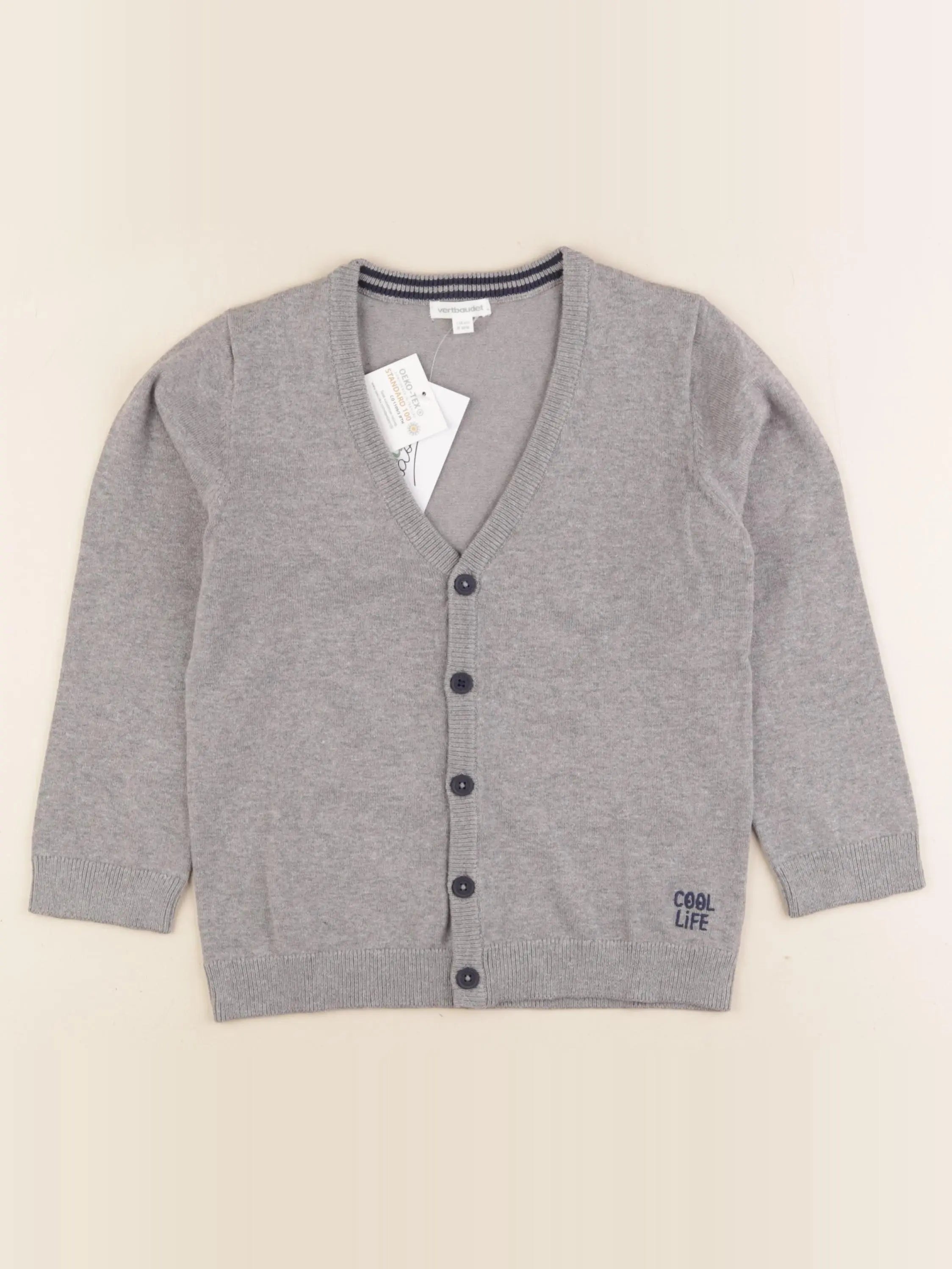Vertbaudet - gilet gris - 6 ans