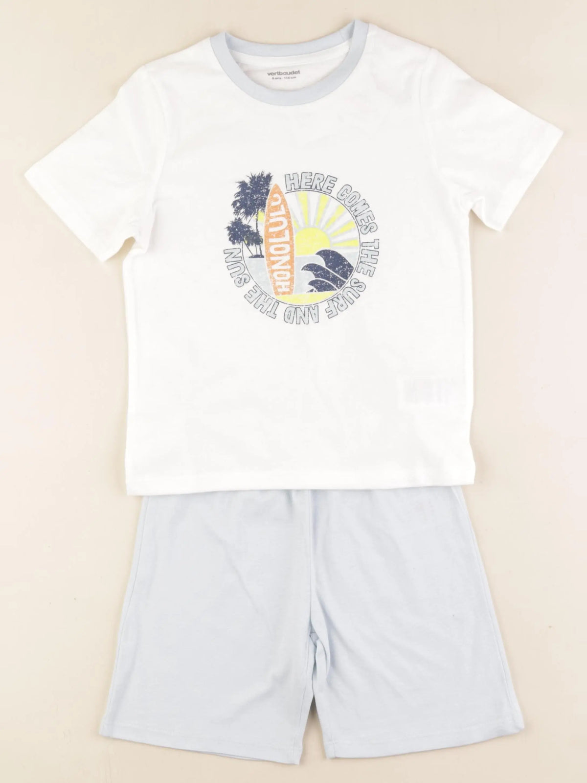 Vertbaudet - pyjama coton bleu, blanc - 6 ans