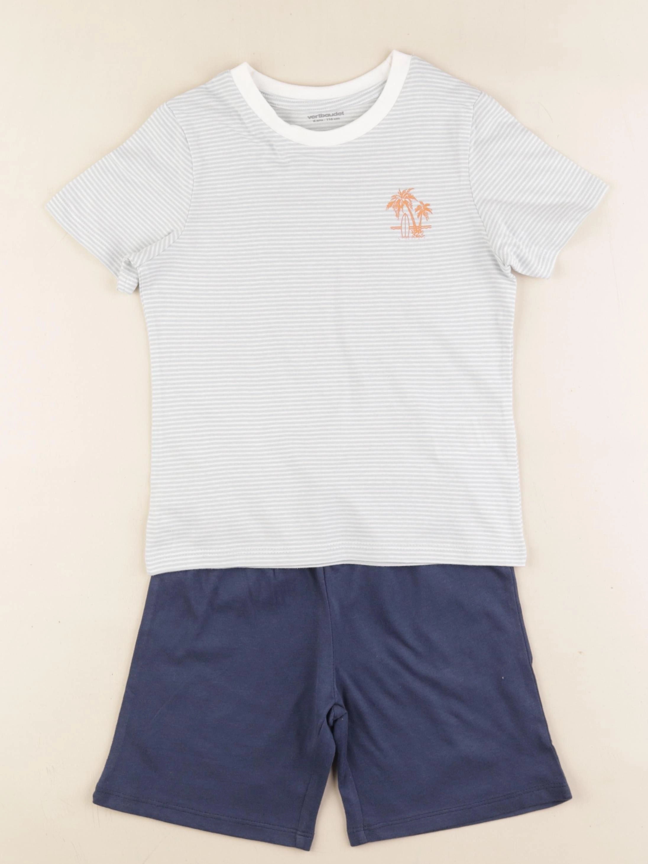 Vertbaudet - pyjama coton bleu, blanc - 6 ans