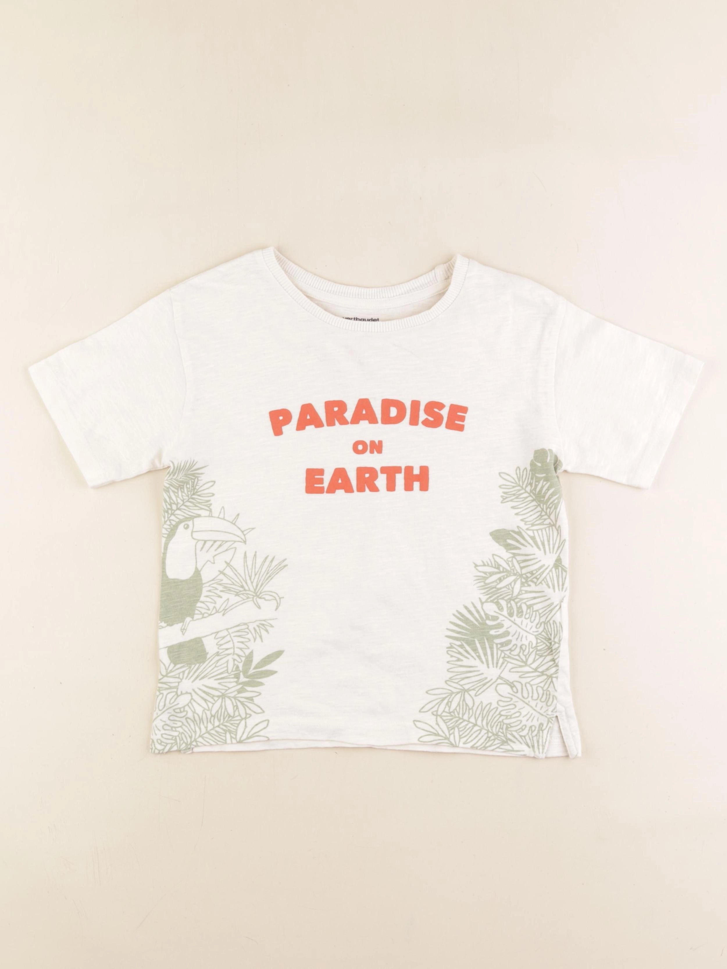 Vertbaudet - tee-shirt beige - 6 ans