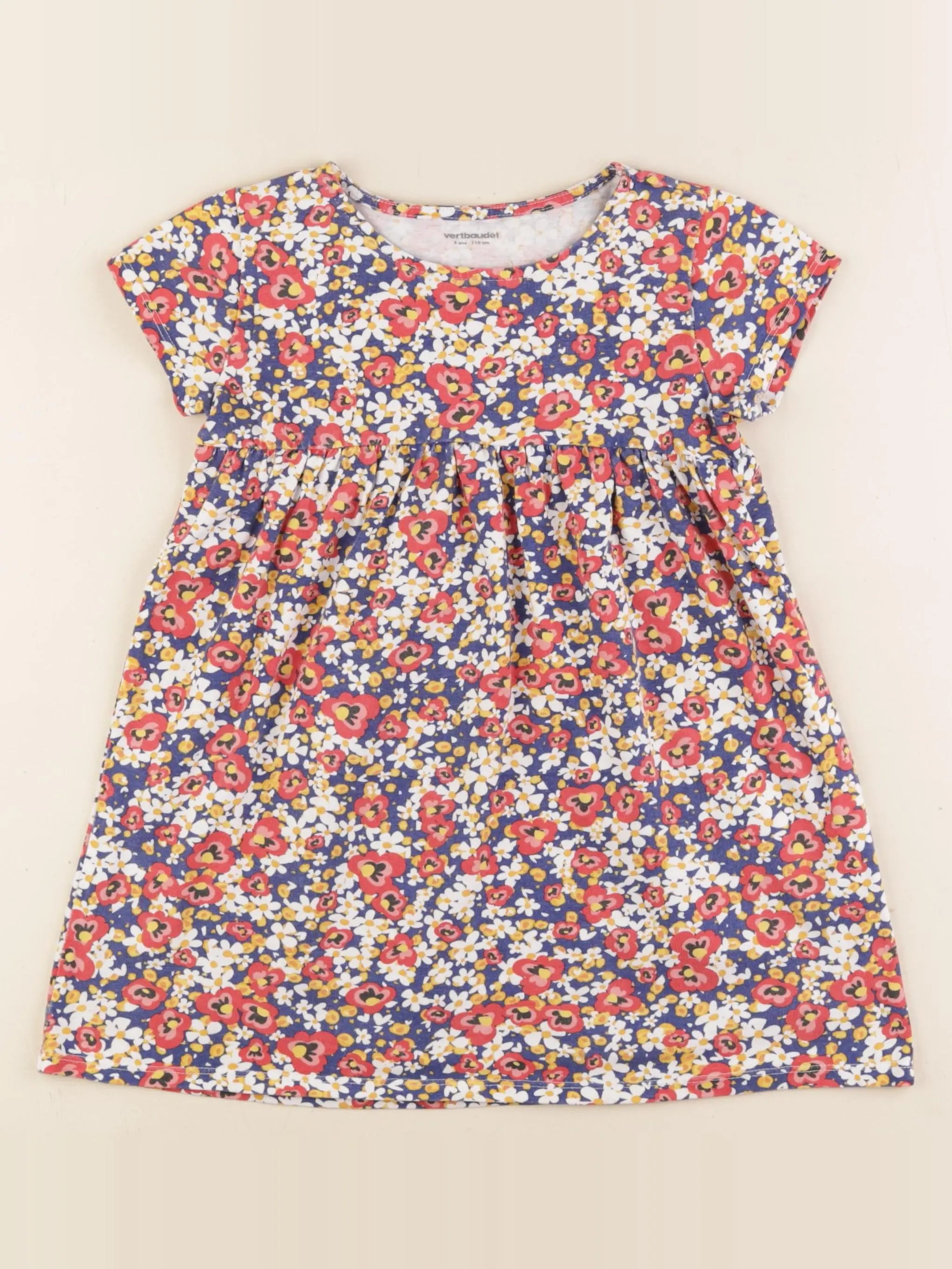 Vertbaudet - robe multicolore, rouge - 5 ans