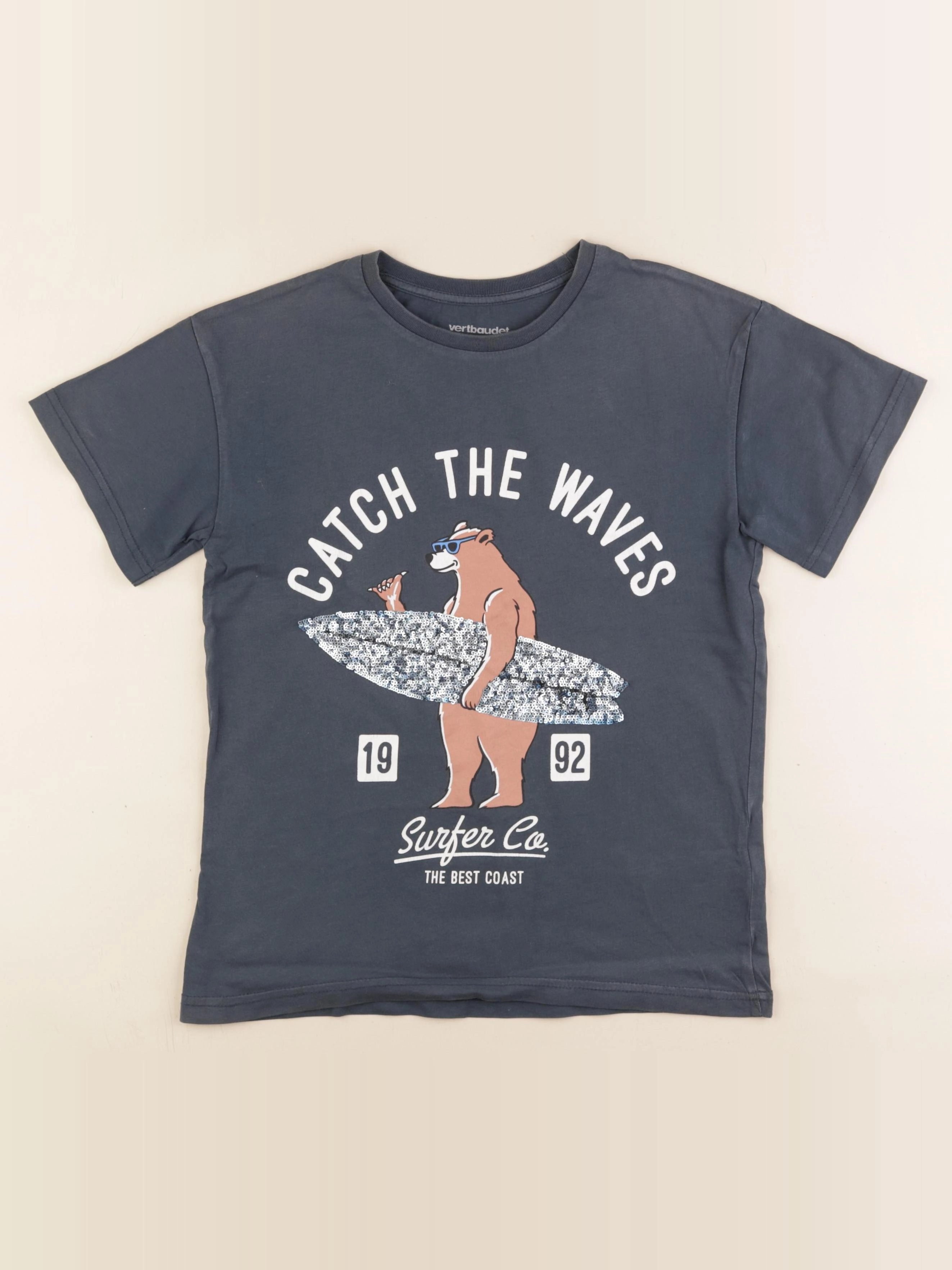 Vertbaudet - tee-shirt bleu, argent - 10 ans