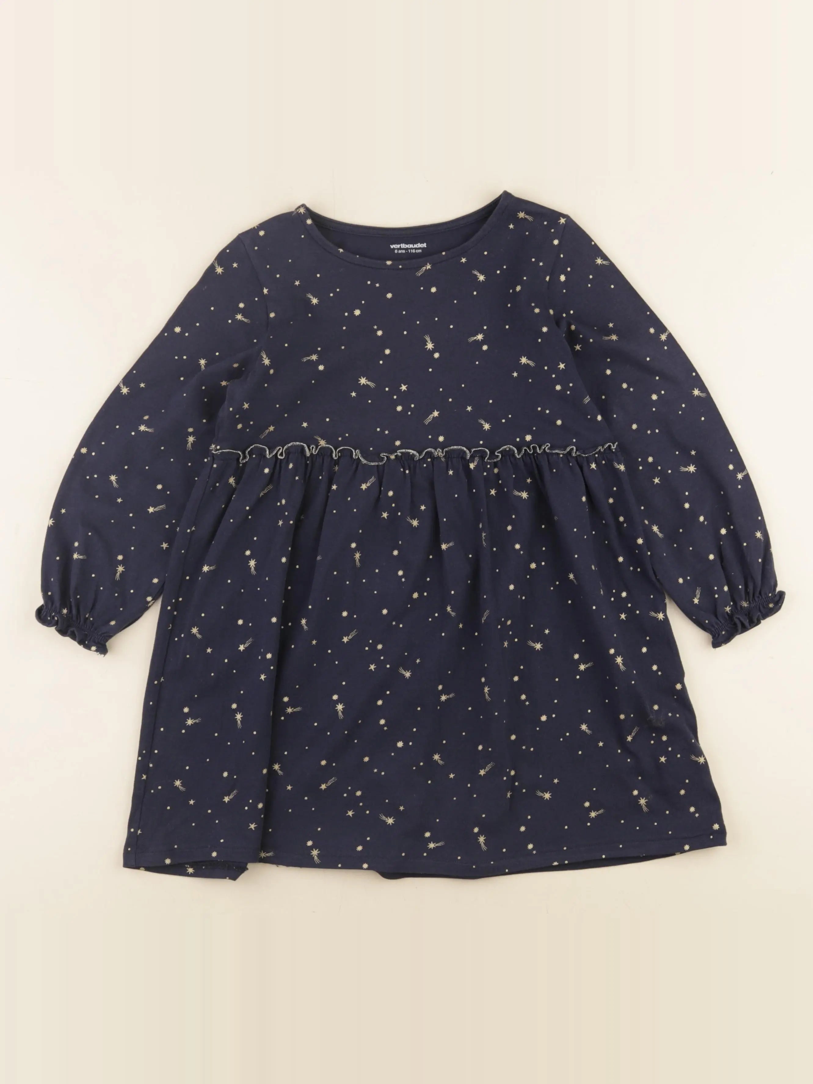 Vertbaudet - robe bleu, or - 6 ans