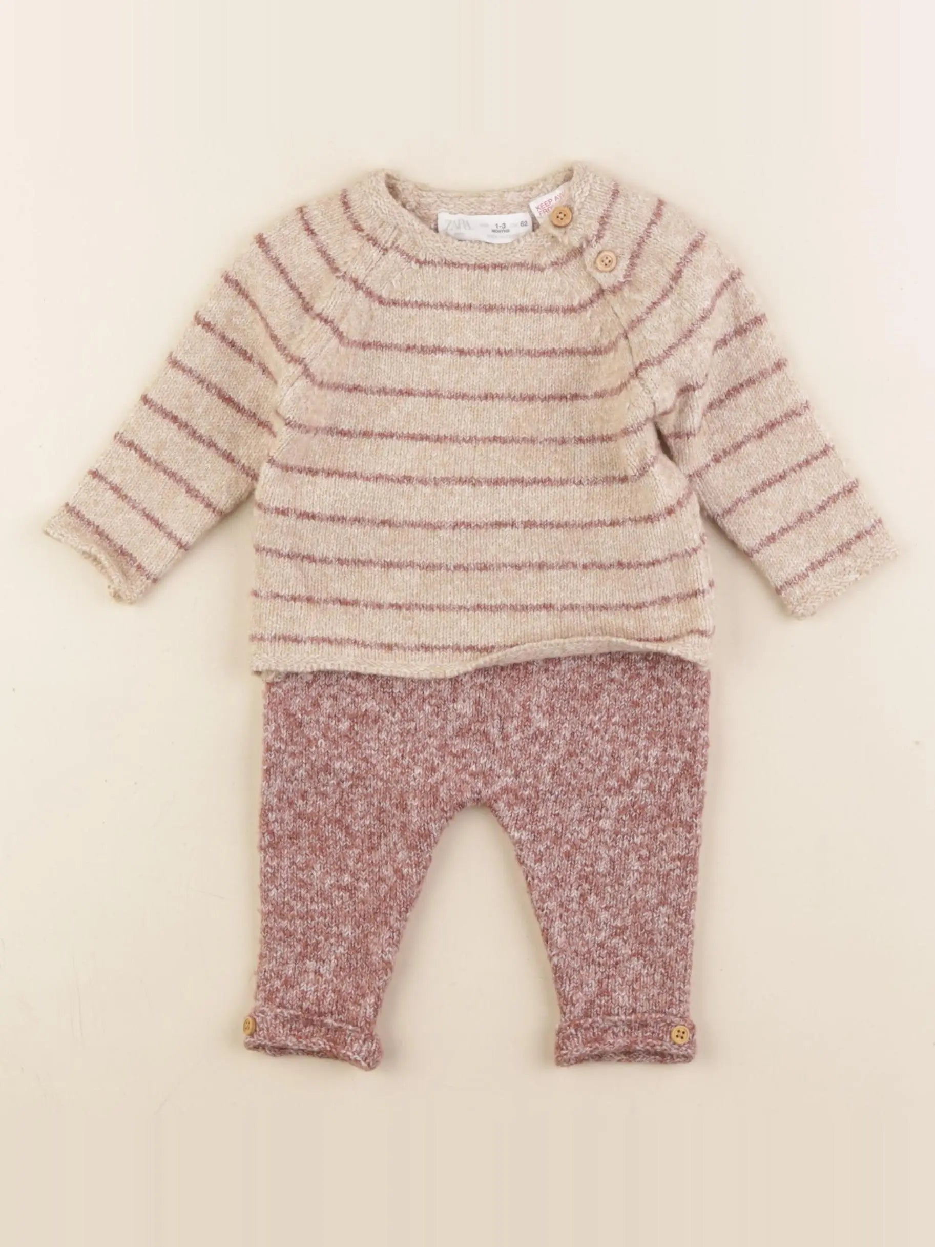 Zara - ensemble beige - 1/3 mois