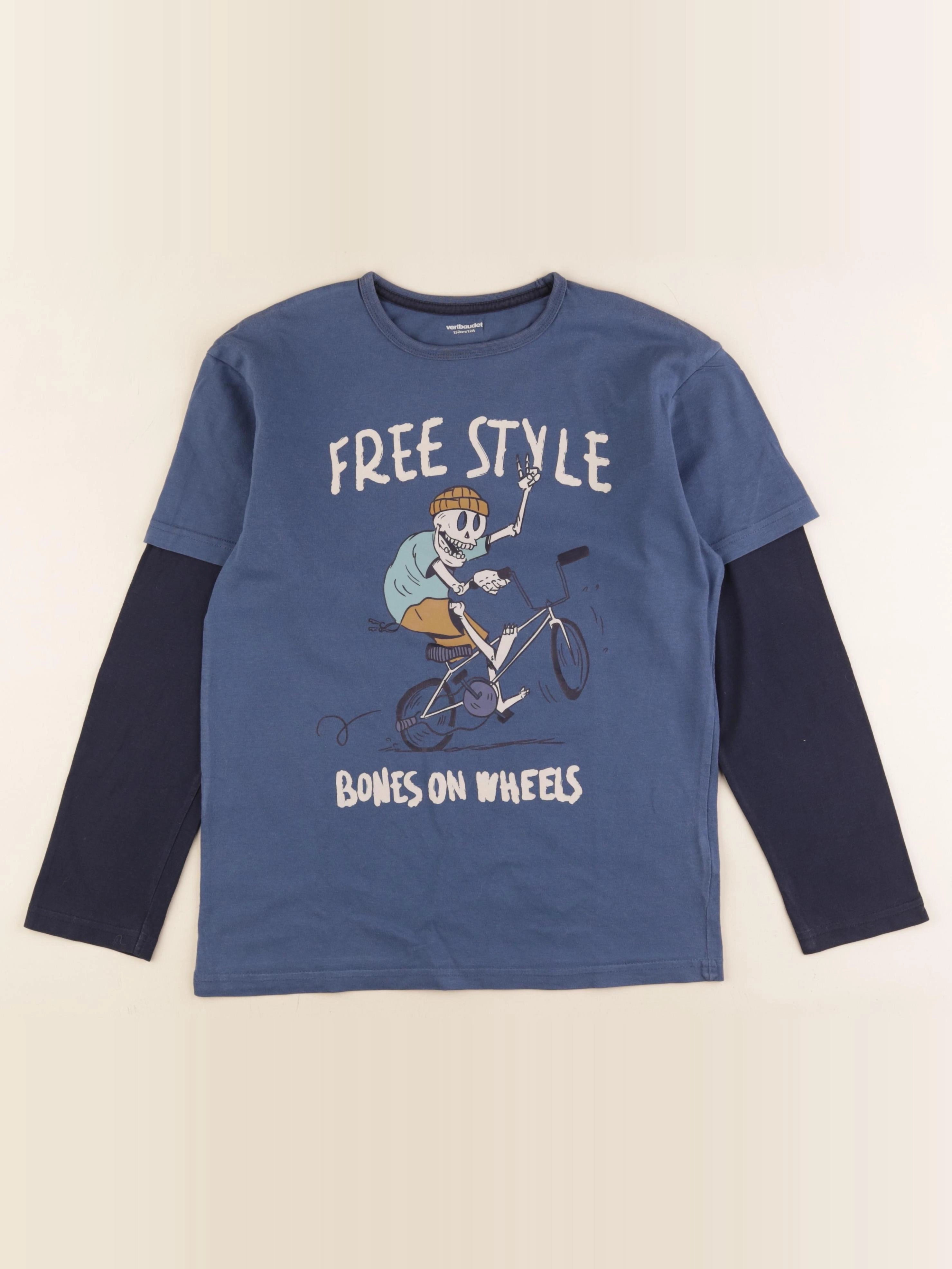 Vertbaudet - tee-shirt bleu - 12 ans