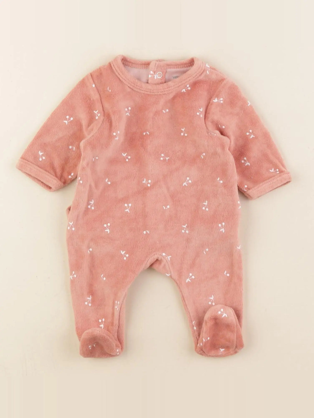 Vertbaudet - pyjama velours rose - 0 mois
