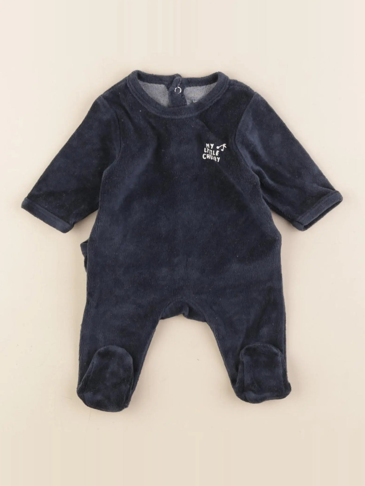 Vertbaudet - pyjama velours bleu - 0 mois