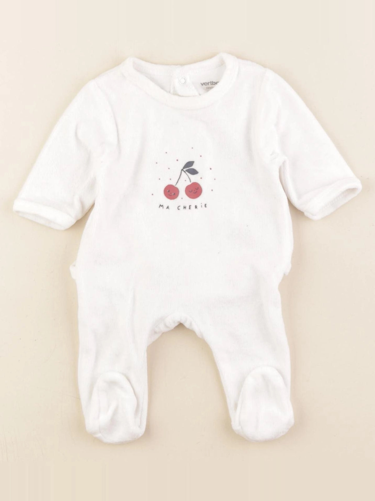 Vertbaudet - pyjama velours blanc - 0 mois