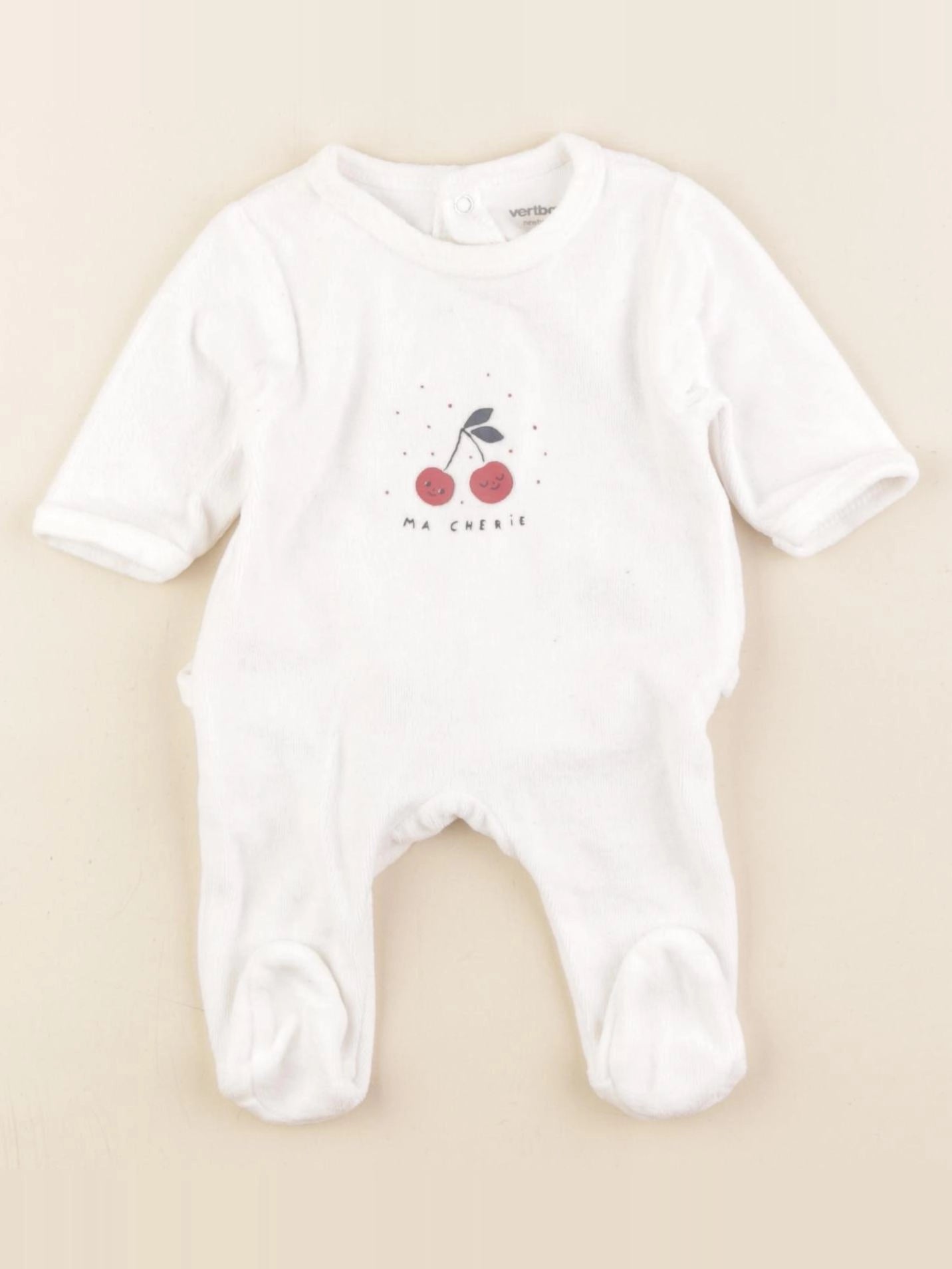 Vertbaudet - pyjama velours blanc - 0 mois