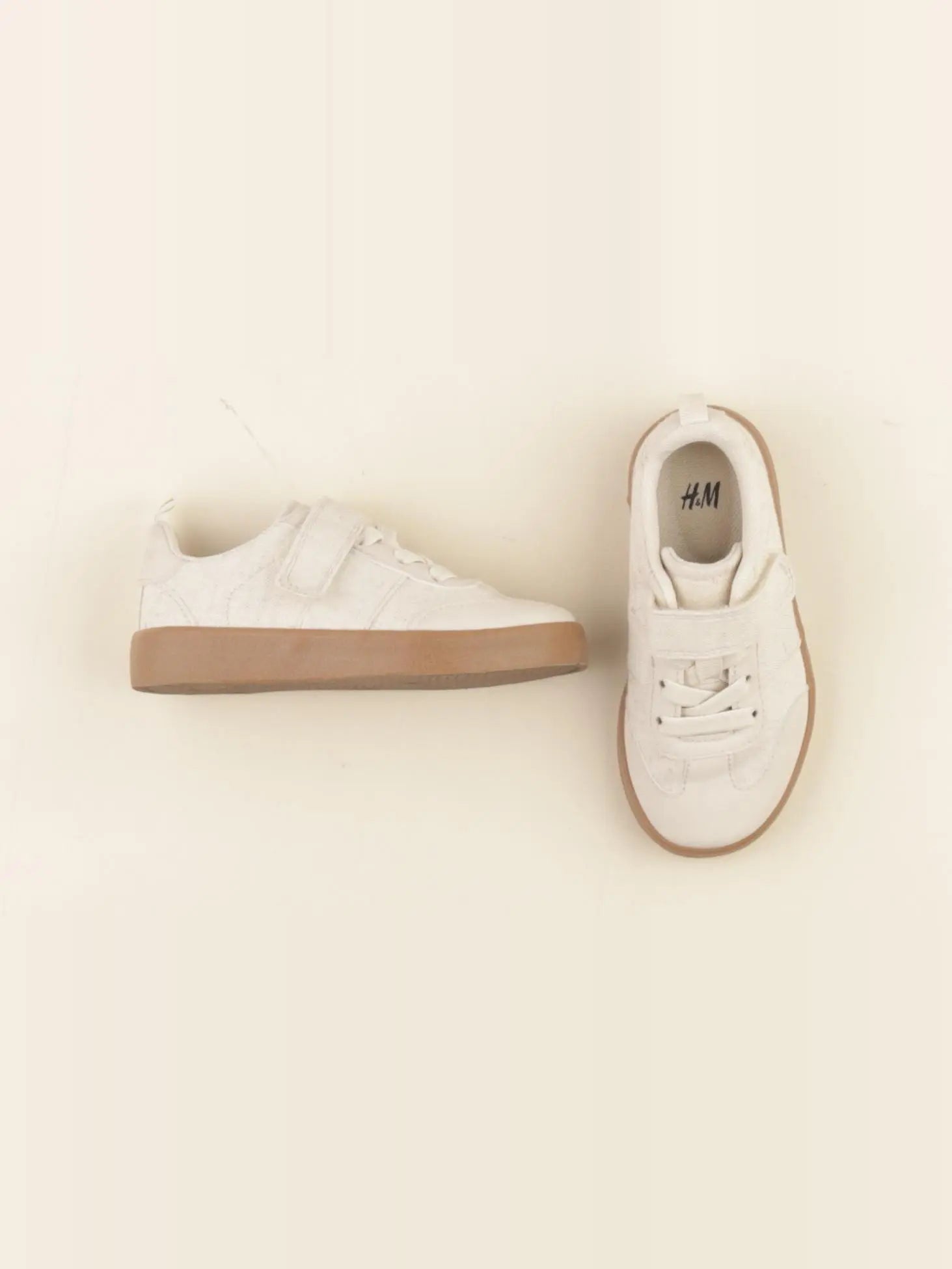 H&M - tennis à scratch/ lacets beige - pointure 24