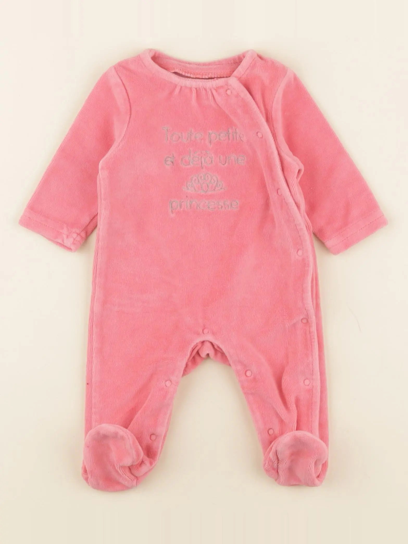 Vertbaudet - pyjama velours rose - 1 mois