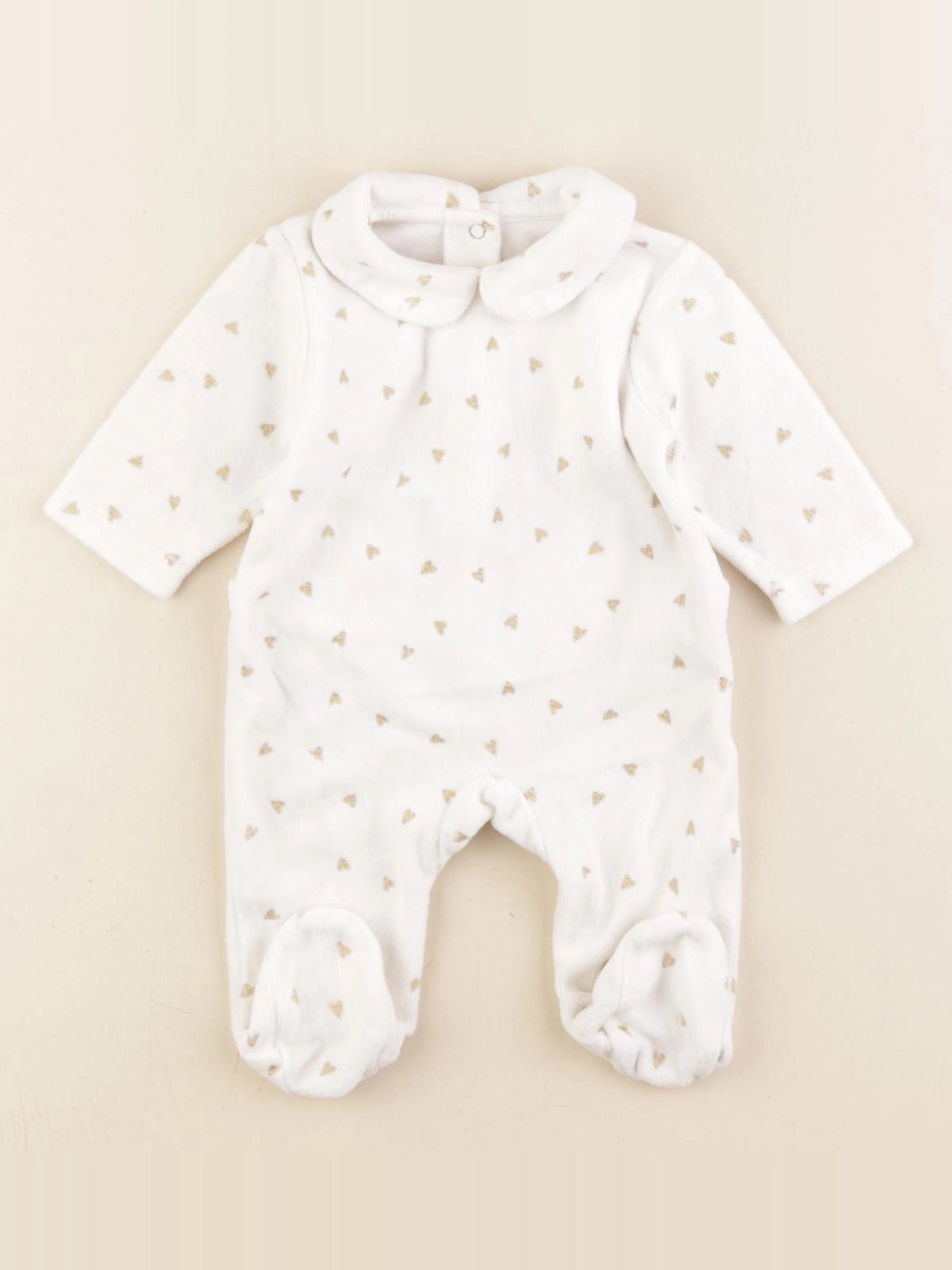 Vertbaudet - pyjama velours blanc - 1 mois