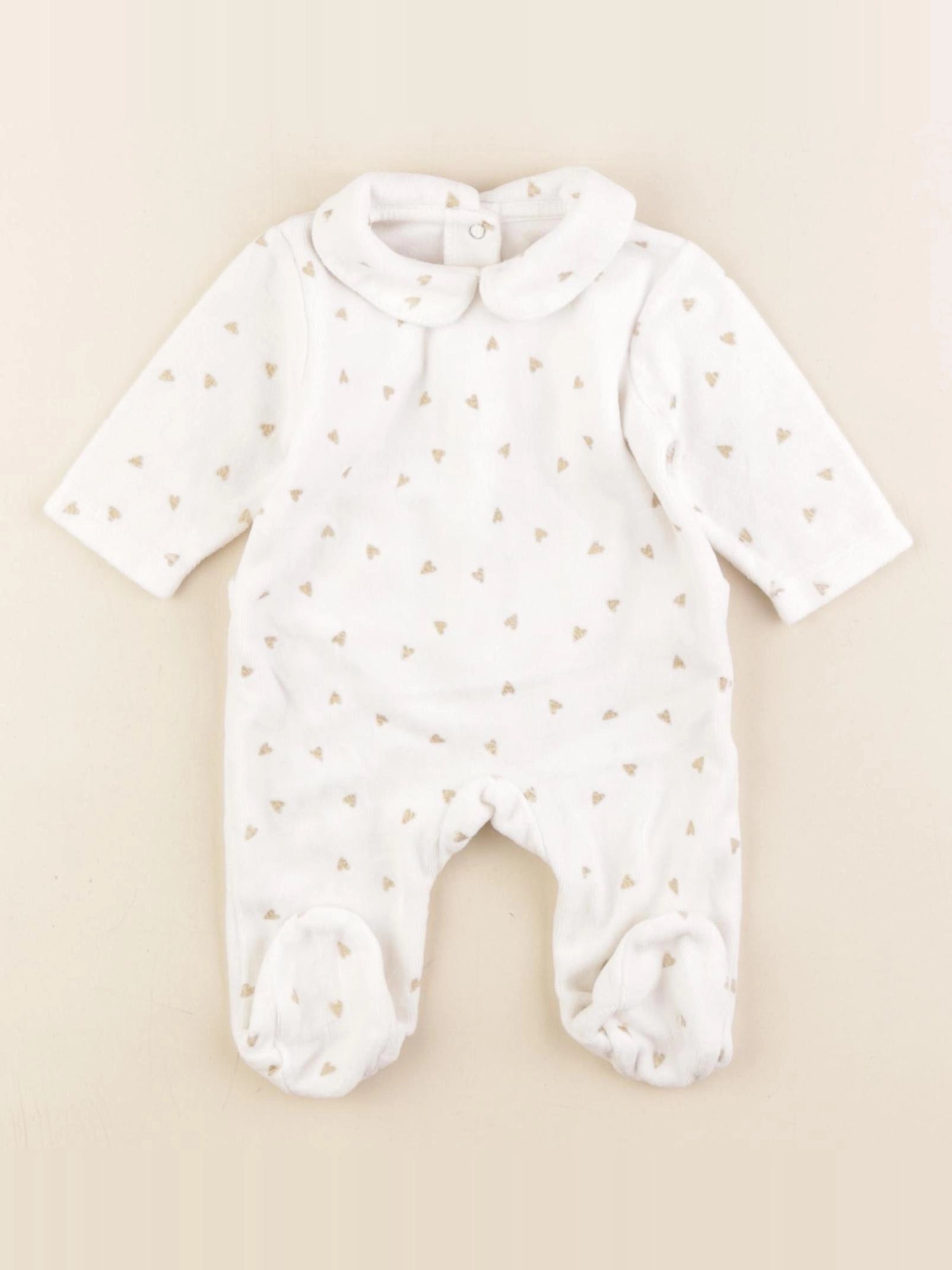 Vertbaudet - pyjama velours blanc - 1 mois