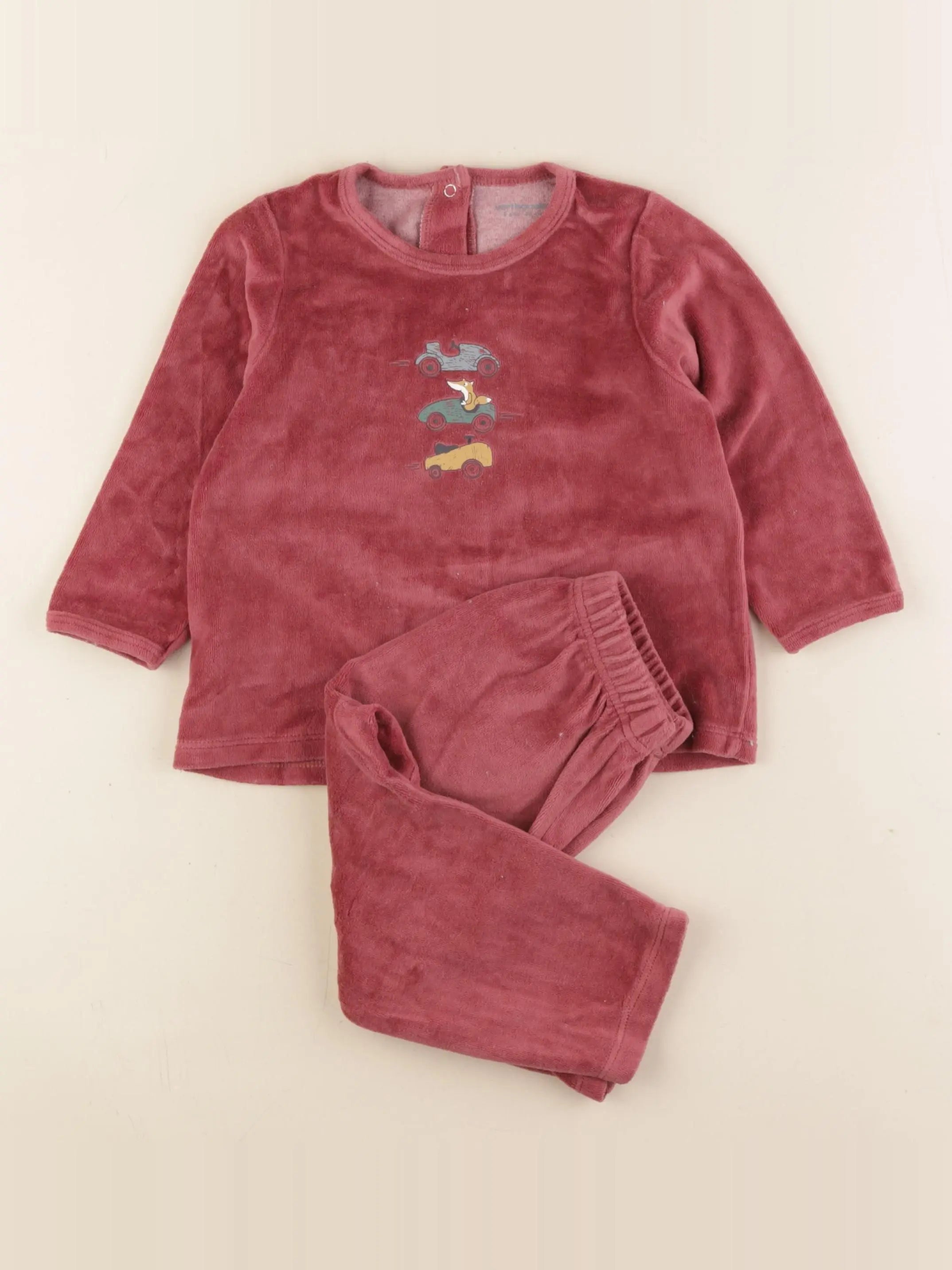 Vertbaudet - pyjama velours rouge - 2 ans