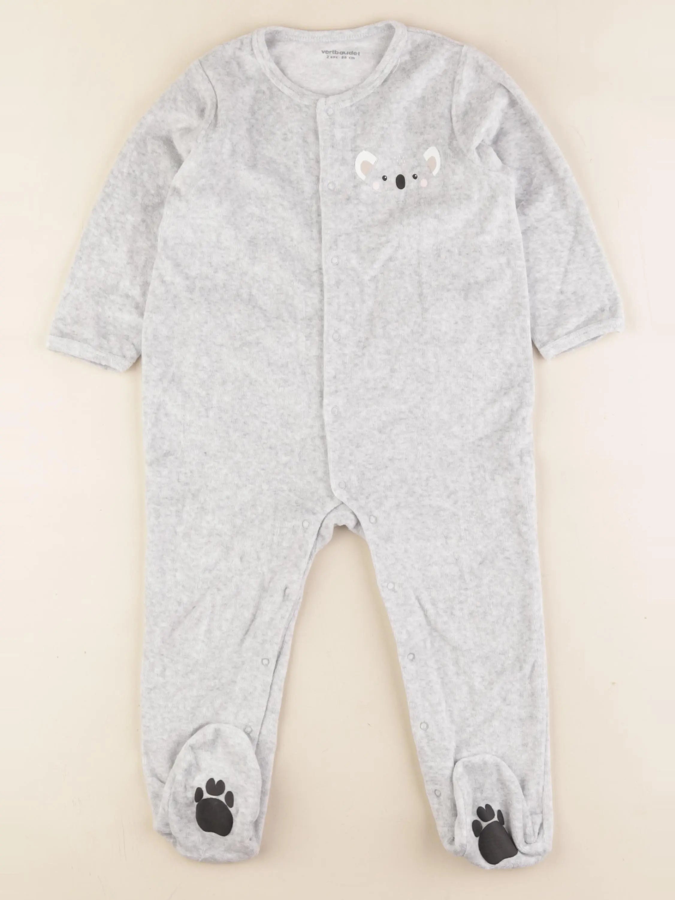 Vertbaudet - pyjama velours gris - 2 ans