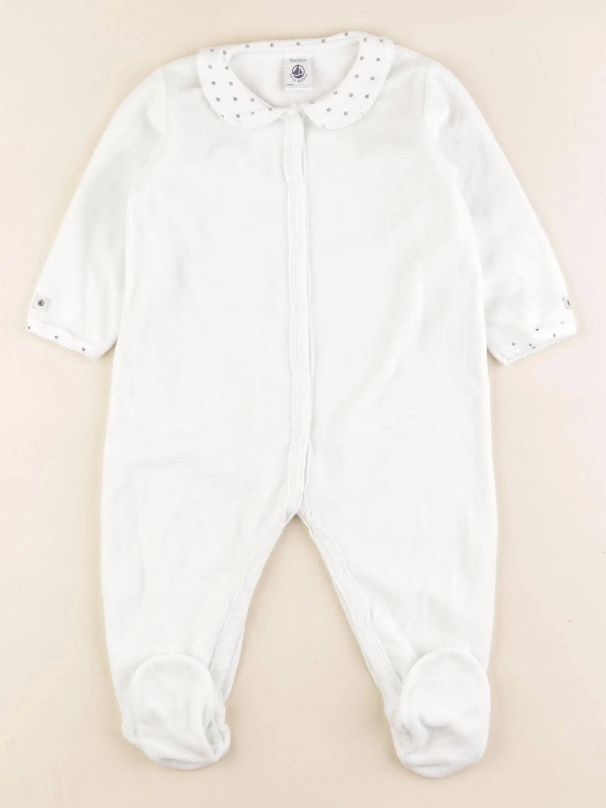 Petit Bateau - pyjama velours blanc - 18 mois