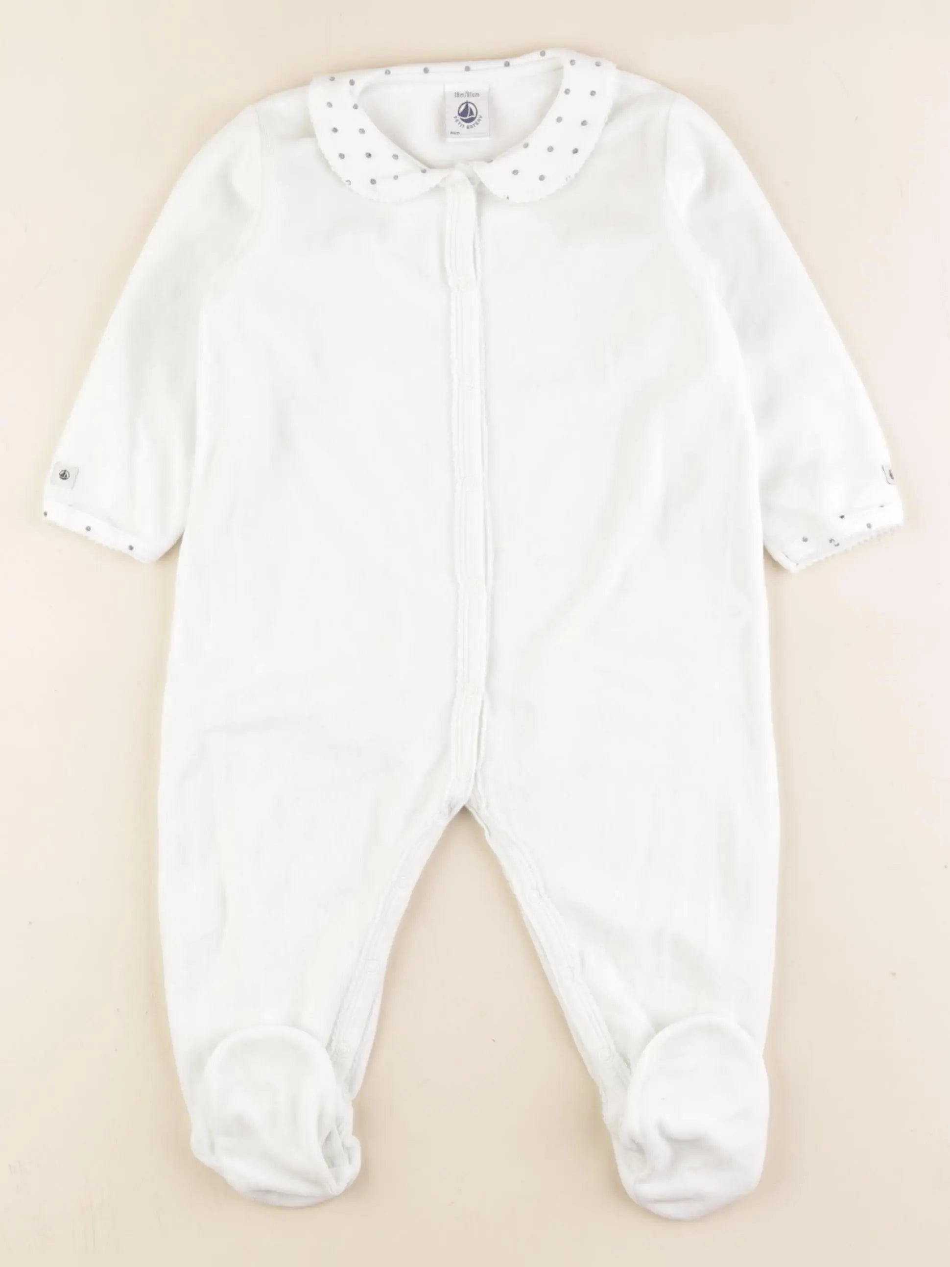 Petit Bateau - pyjama velours blanc - 18 mois