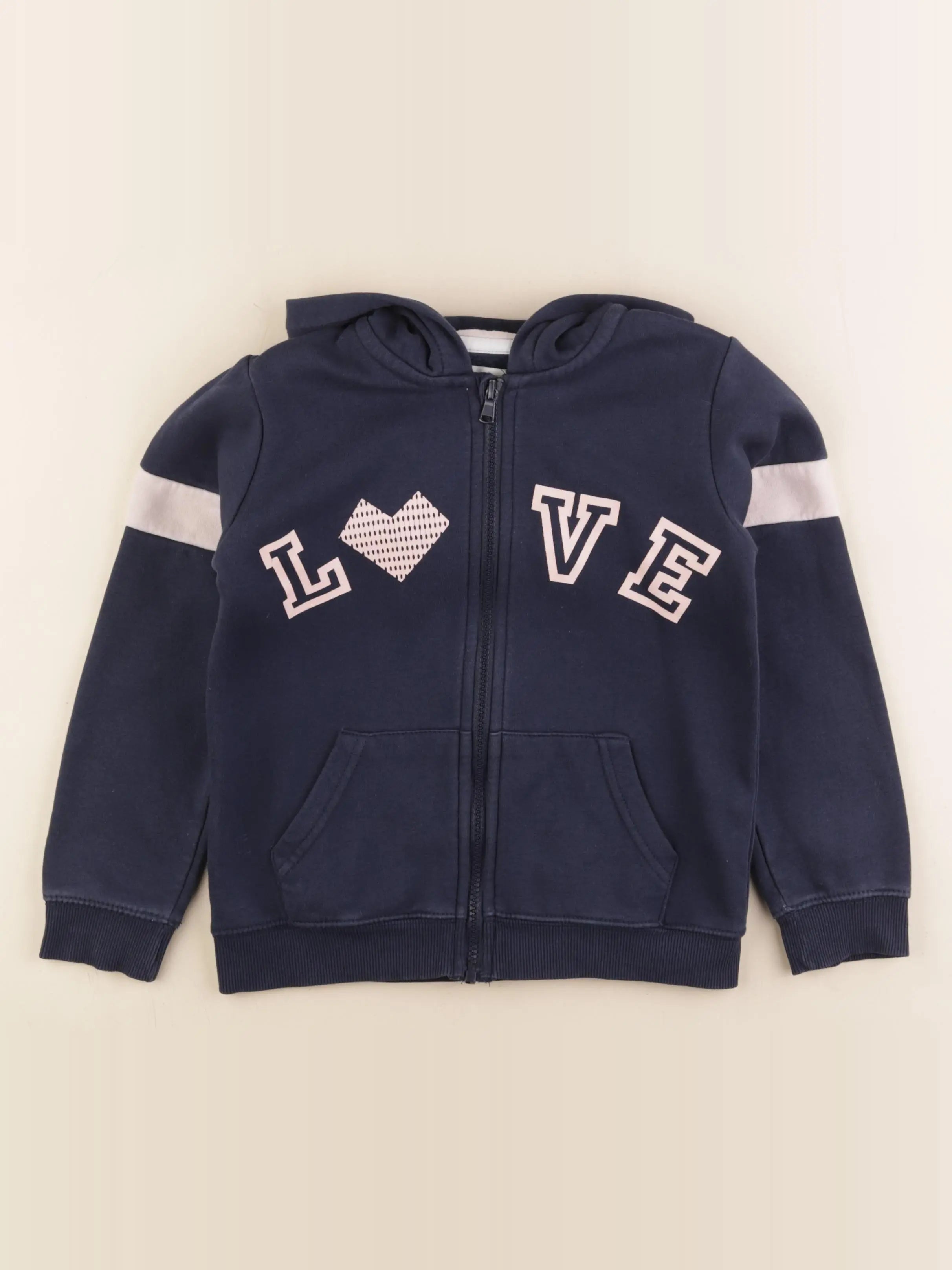 Vertbaudet - sweat bleu, rose - 8 ans