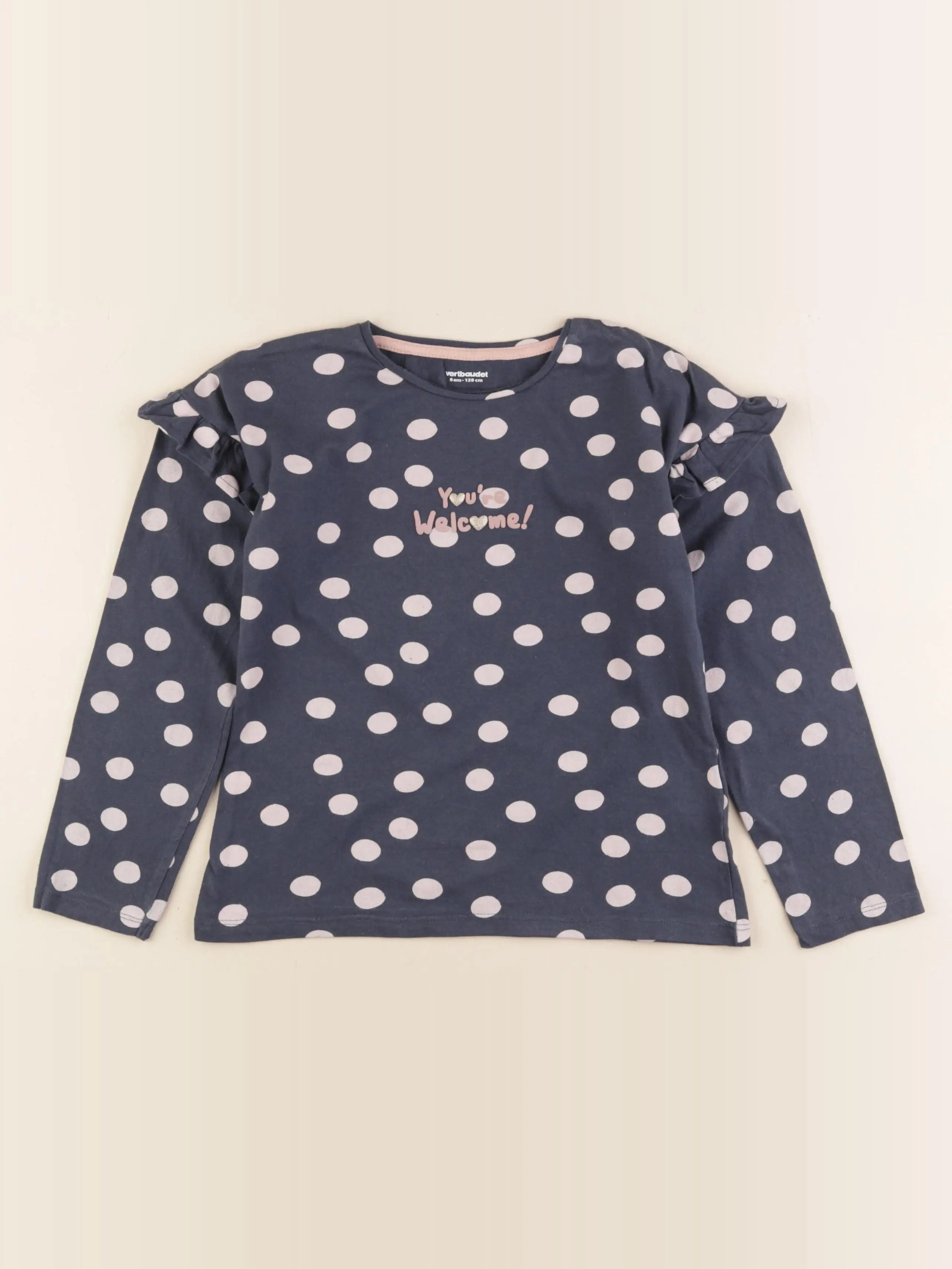 Vertbaudet - tee-shirt bleu, rose - 8 ans