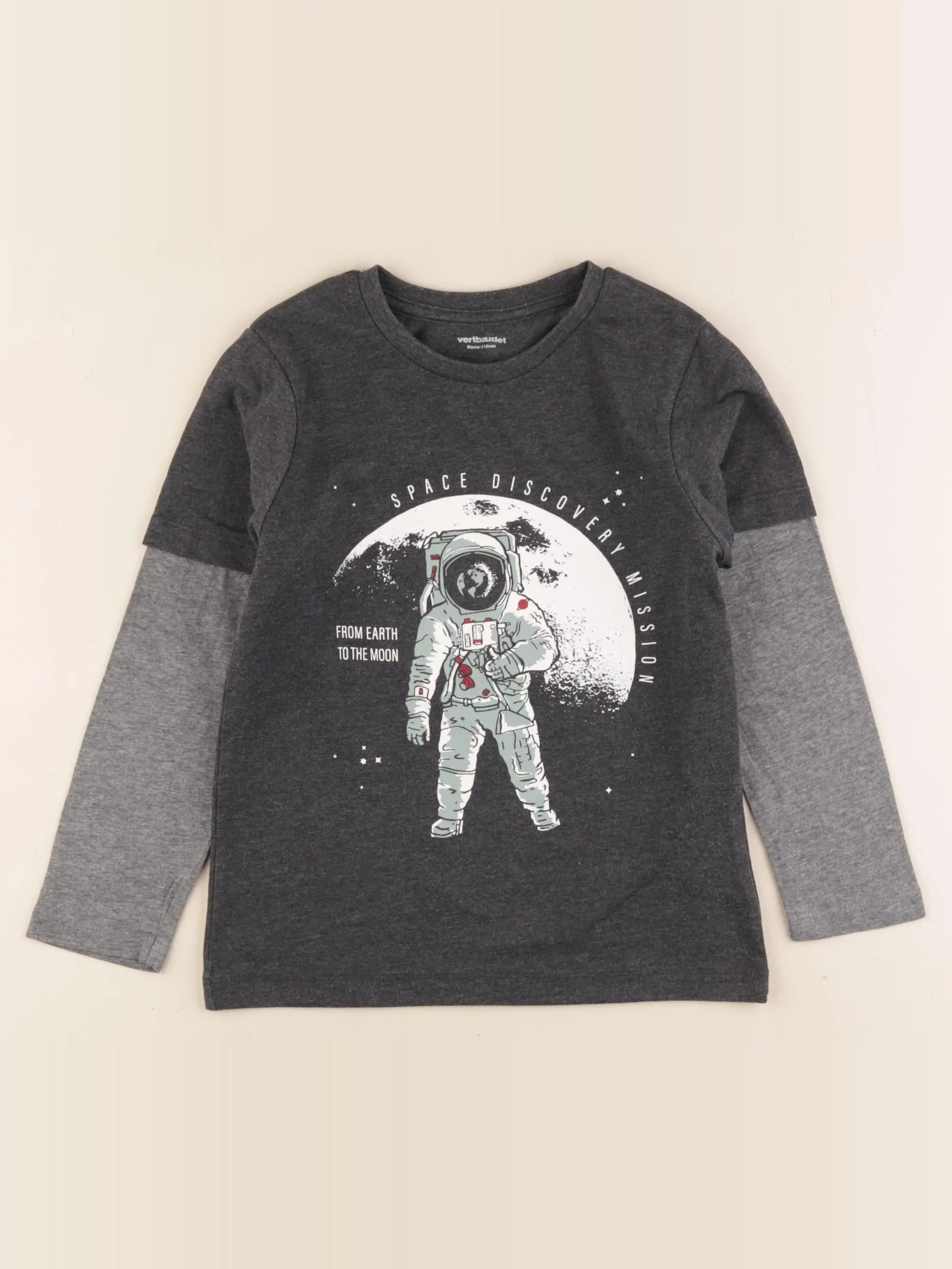 Vertbaudet - tee-shirt gris - 6 ans