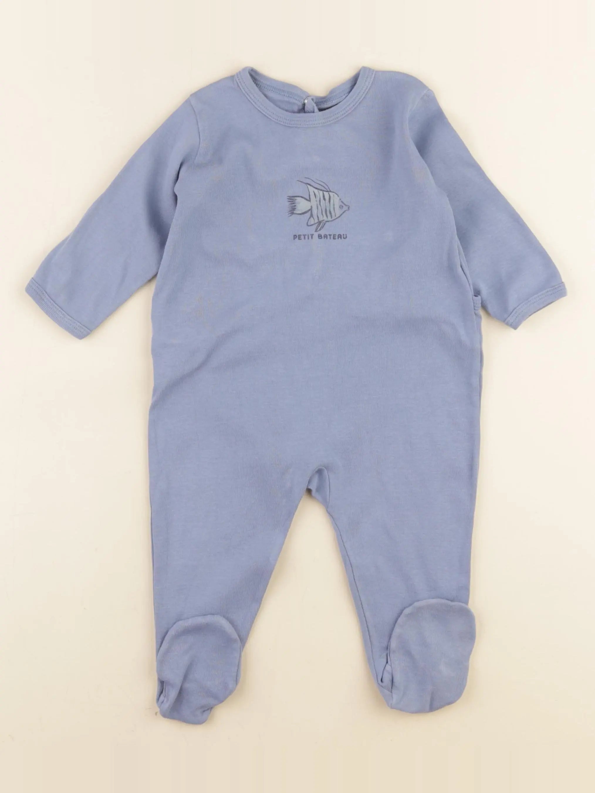 Petit Bateau - pyjama coton bleu - 9 mois