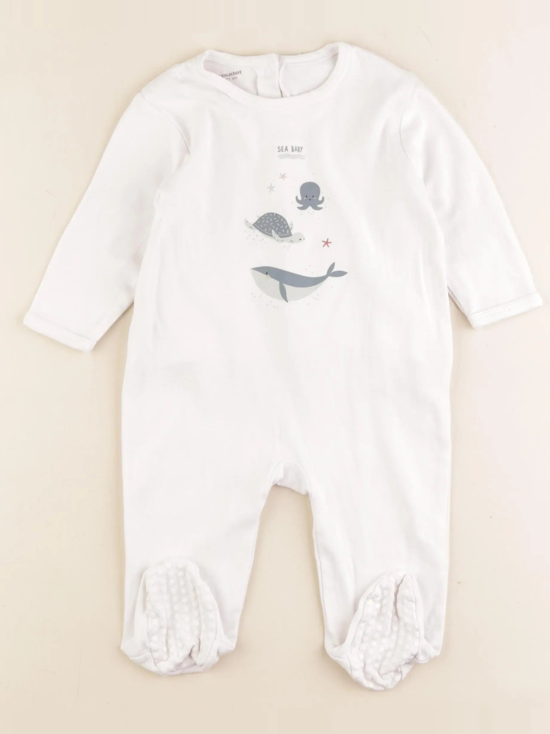 Vertbaudet - pyjama coton blanc - 9 mois