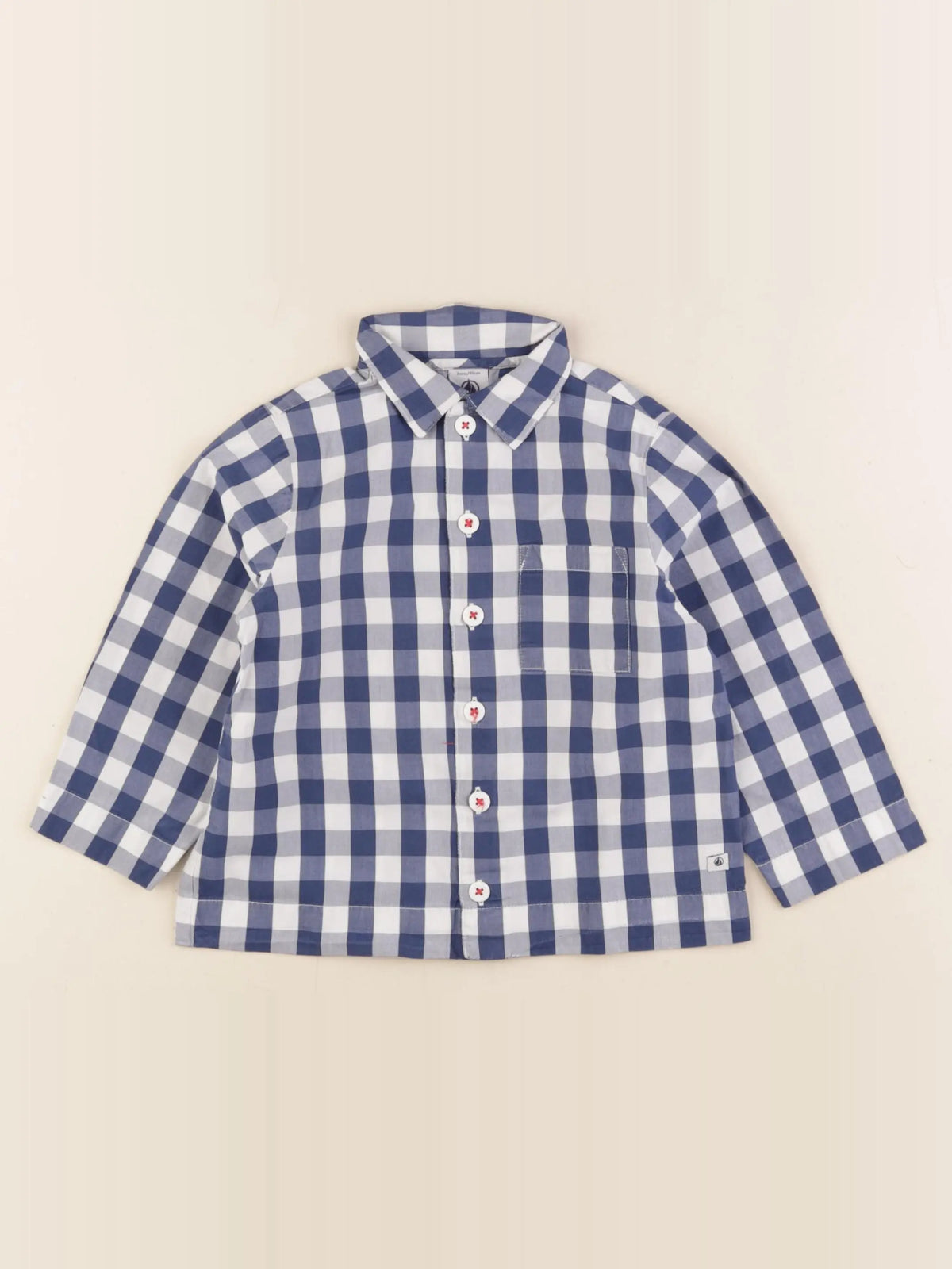 Petit Bateau - chemise blanc, bleu - 3 ans