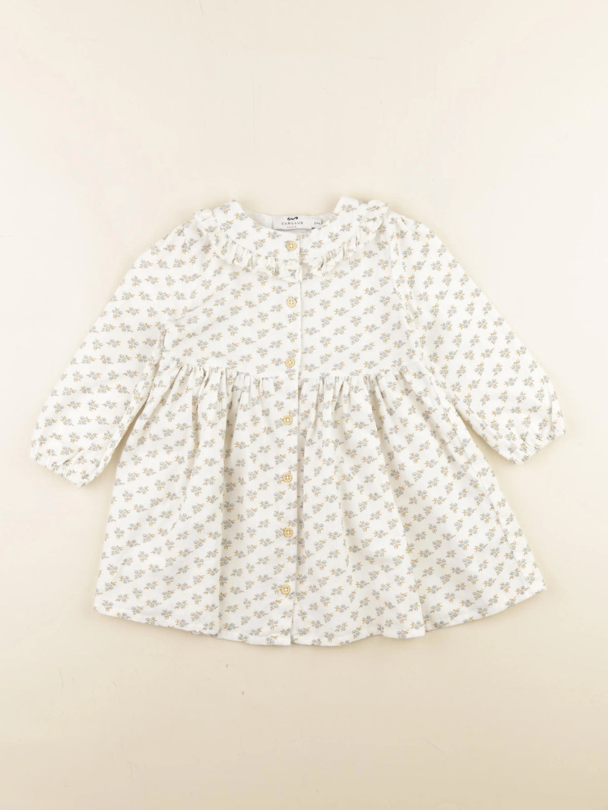 Cyrillus - robe beige, bleu - 24 mois