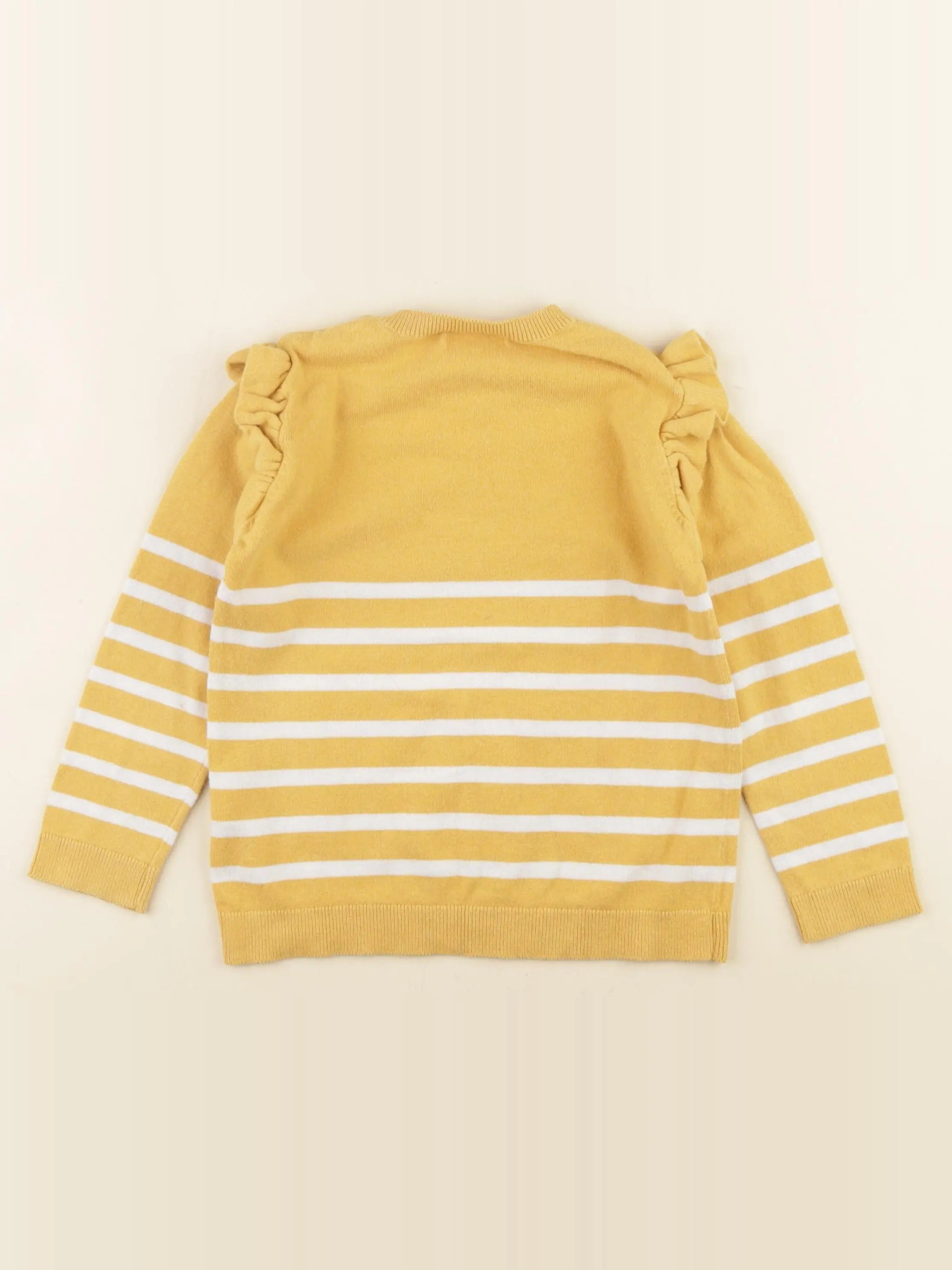 Vertbaudet - pull jaune, blanc - 5 ans