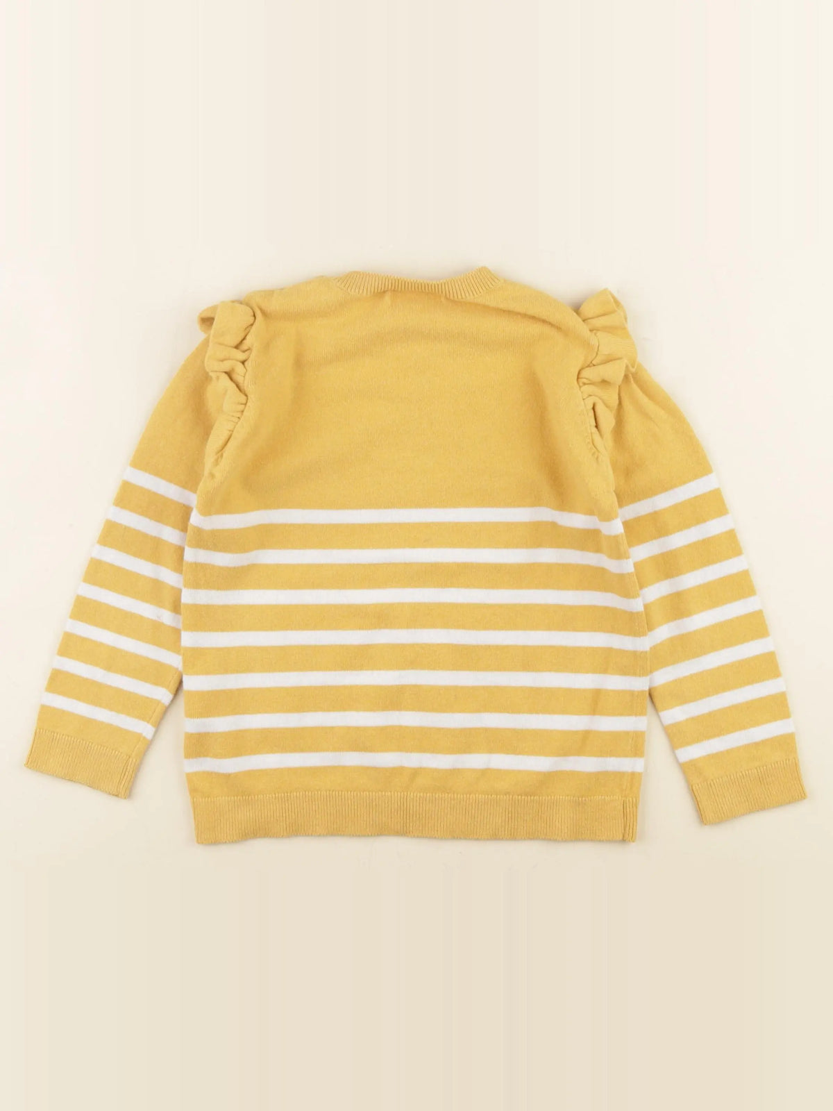 Vertbaudet - pull jaune, blanc - 5 ans