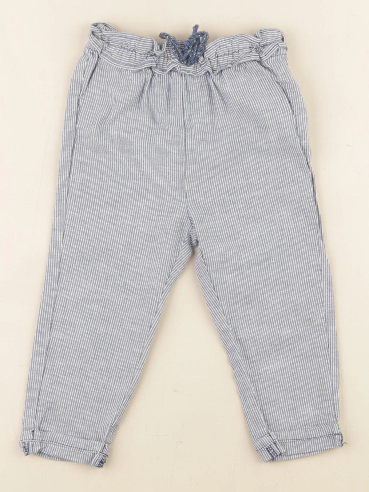 Vertbaudet - pantalon bleu, blanc - 2 ans