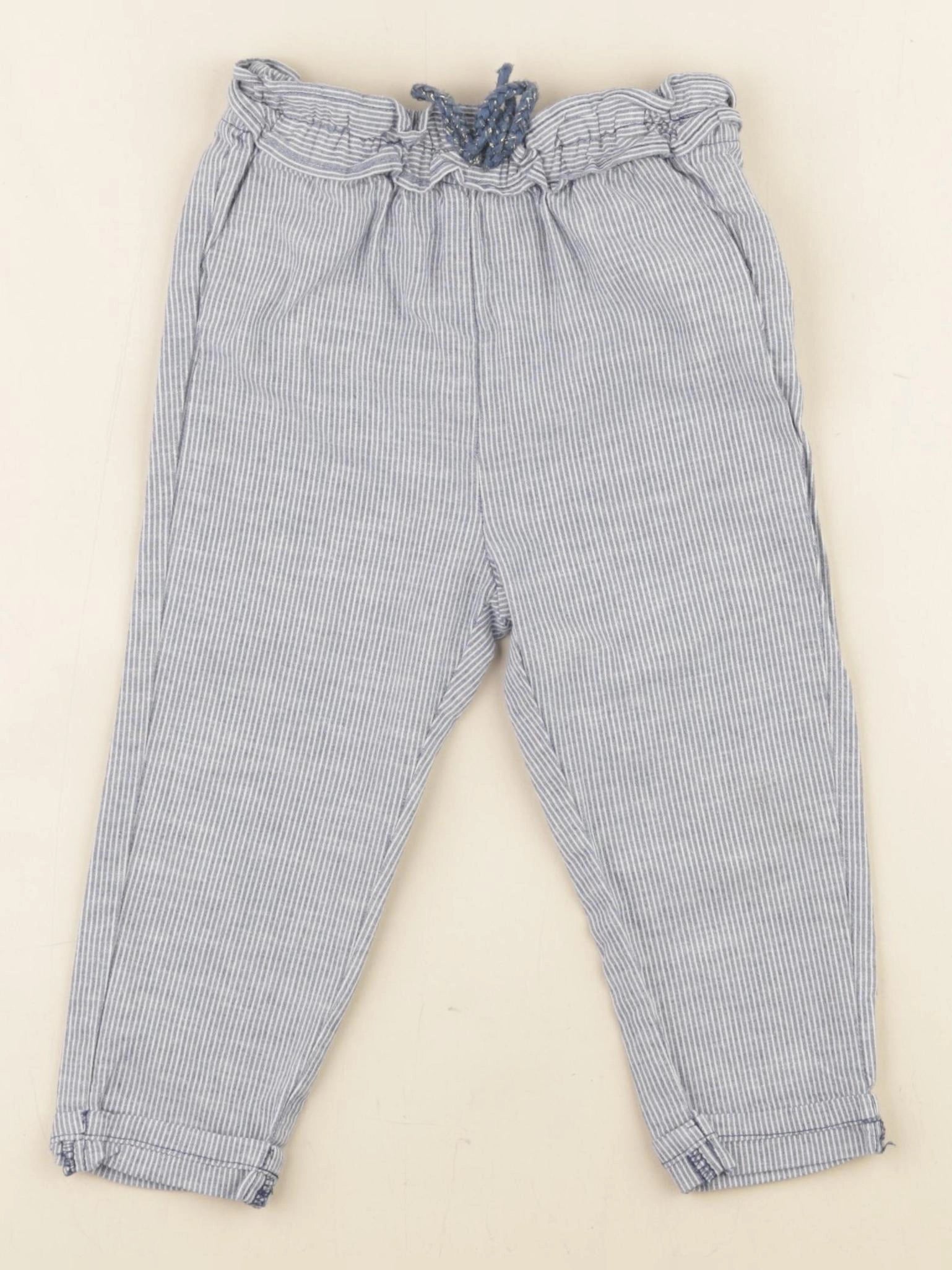 Vertbaudet - pantalon bleu, blanc - 2 ans