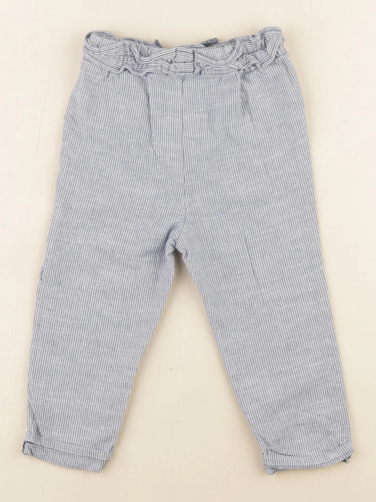 Vertbaudet - pantalon bleu, blanc - 2 ans