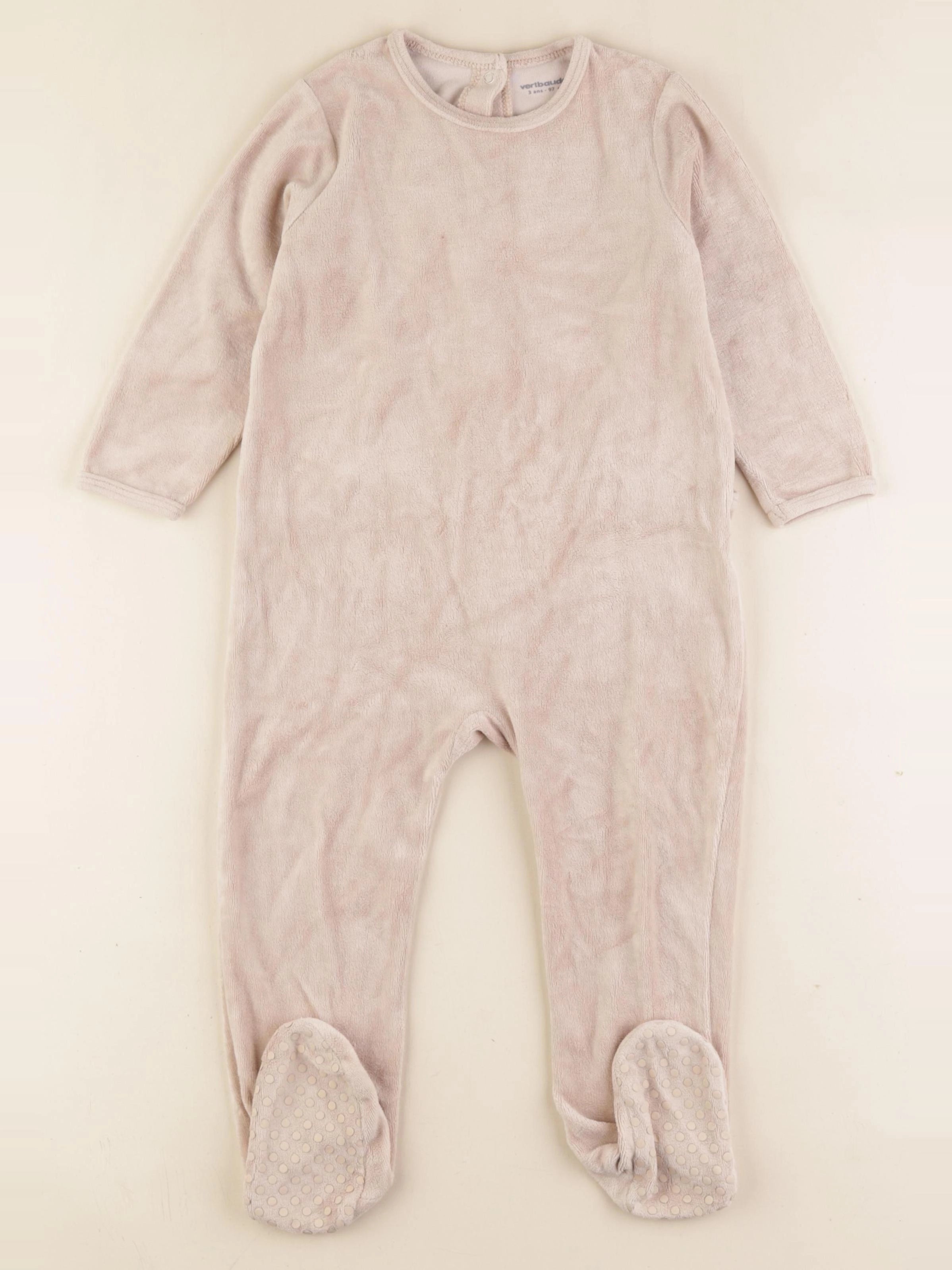 Vertbaudet - pyjama velours beige - 3 ans