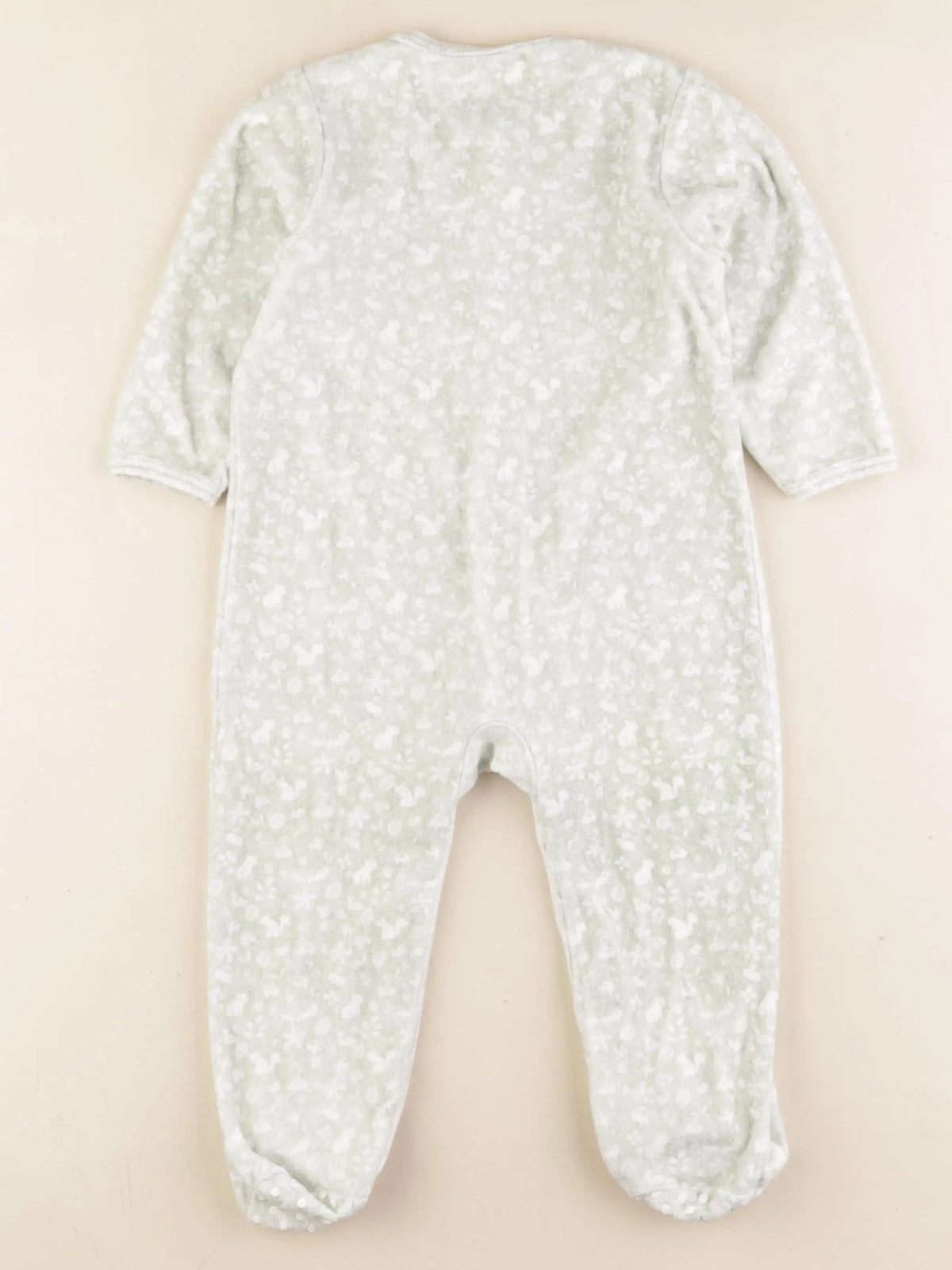 Vertbaudet - pyjama velours vert, blanc - 18 mois