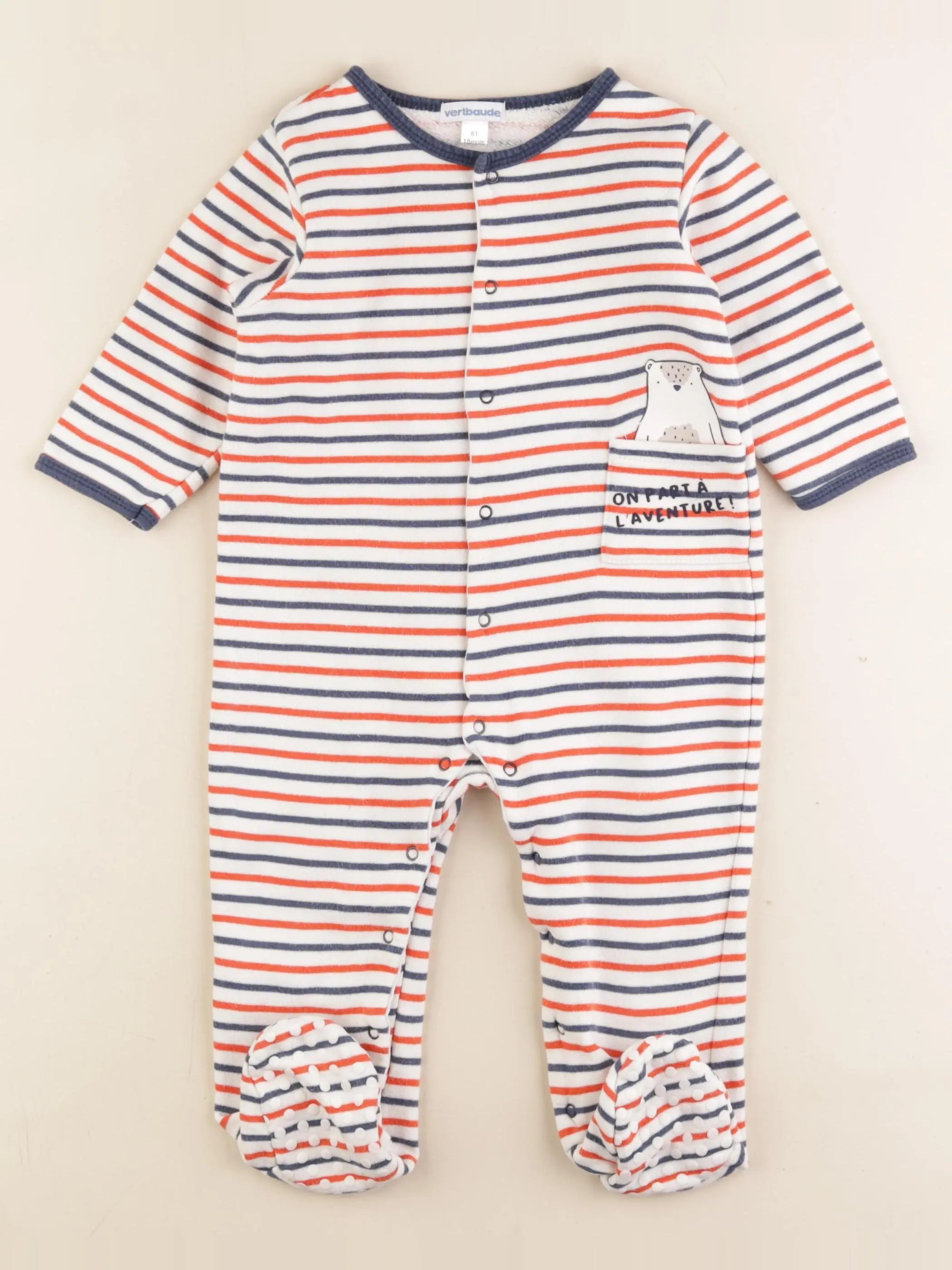 Vertbaudet - pyjama coton blanc, bleu, rouge - 18 mois