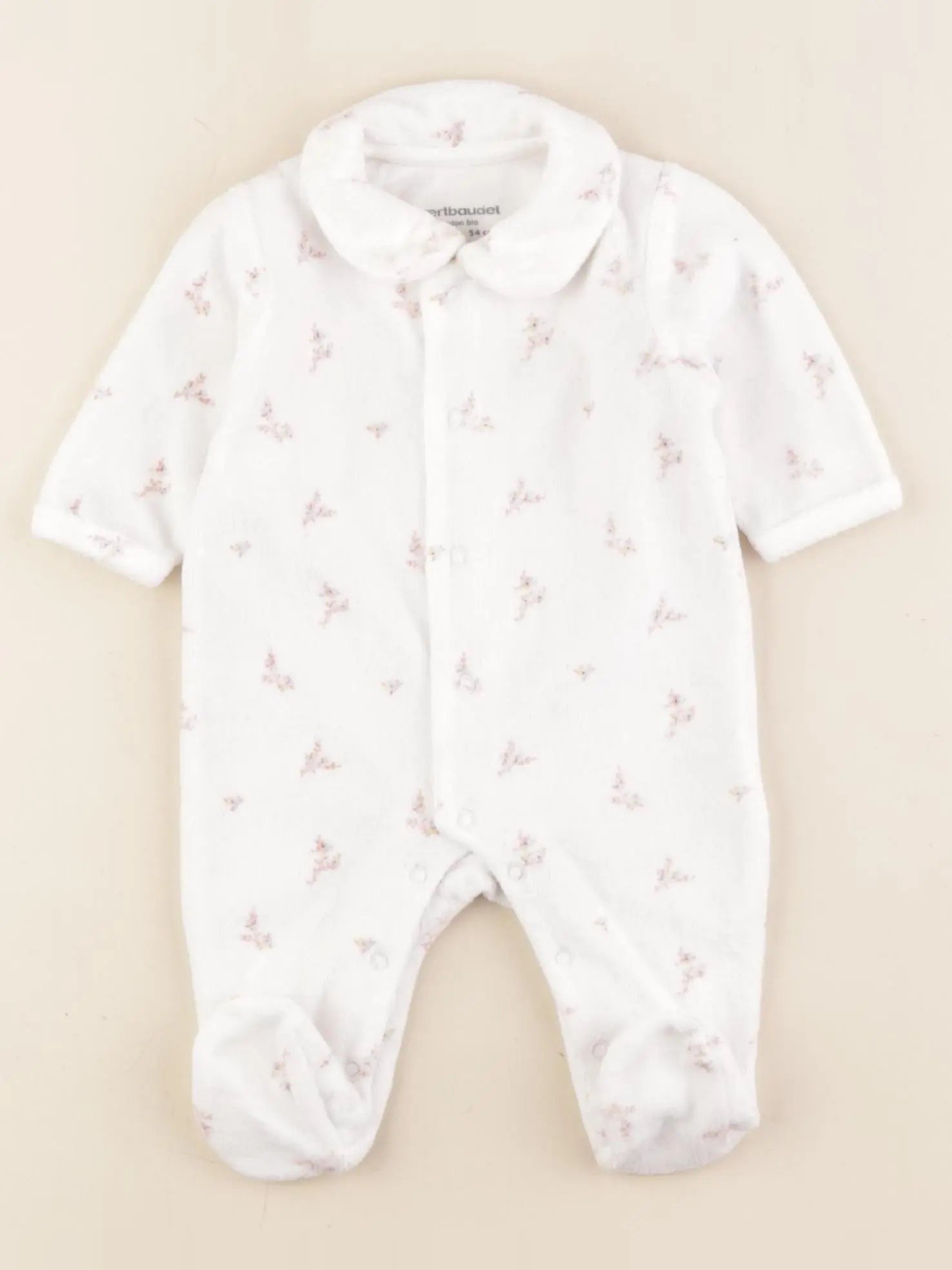 Vertbaudet - pyjama velours blanc - 1 mois