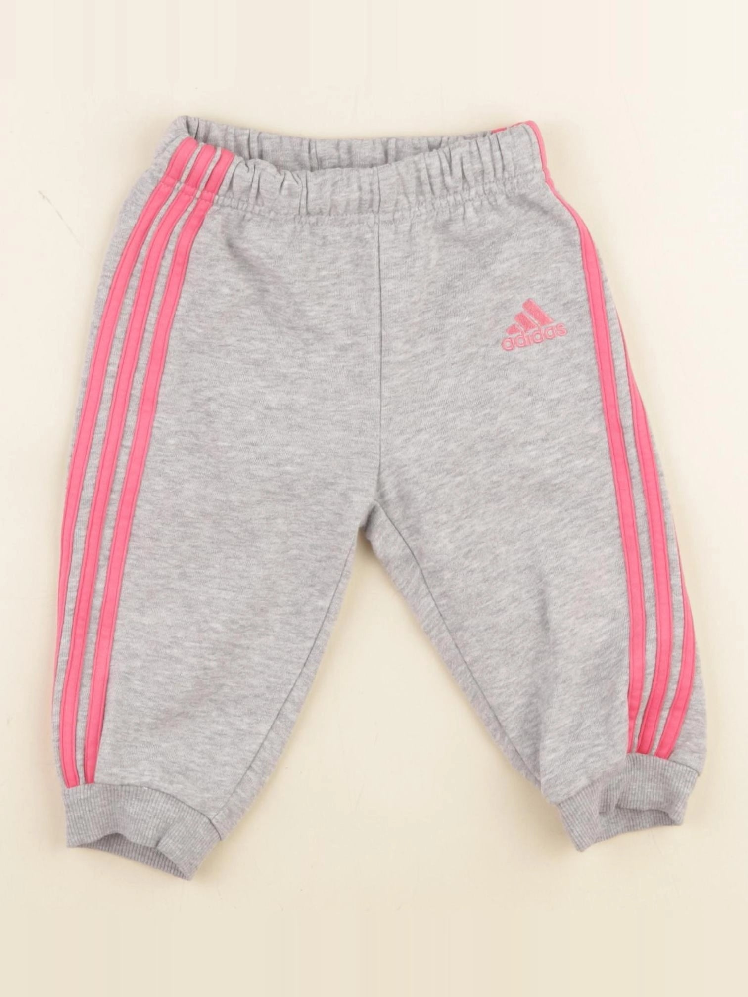 Adidas - jogging gris, rose - 6/9 mois