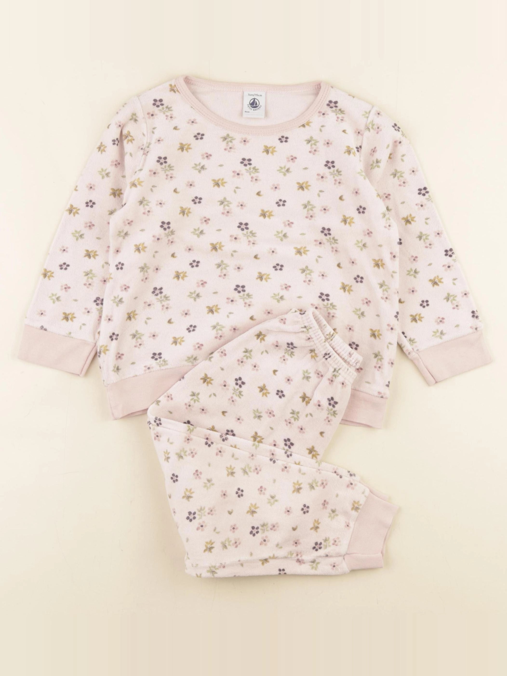 Petit Bateau - pyjama velours rose - 3 ans