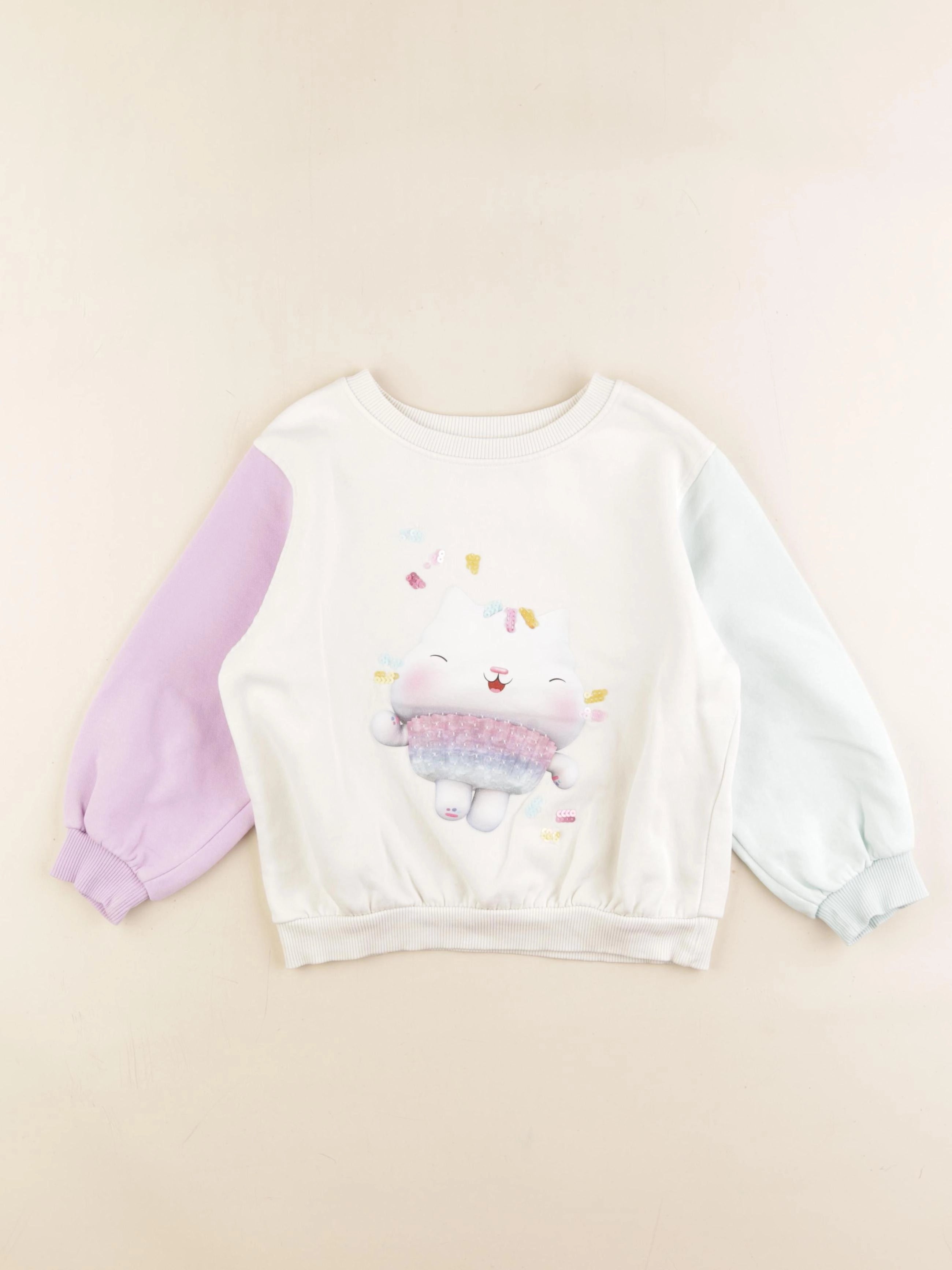 H&M - sweat blanc, rose - 4/6 ans