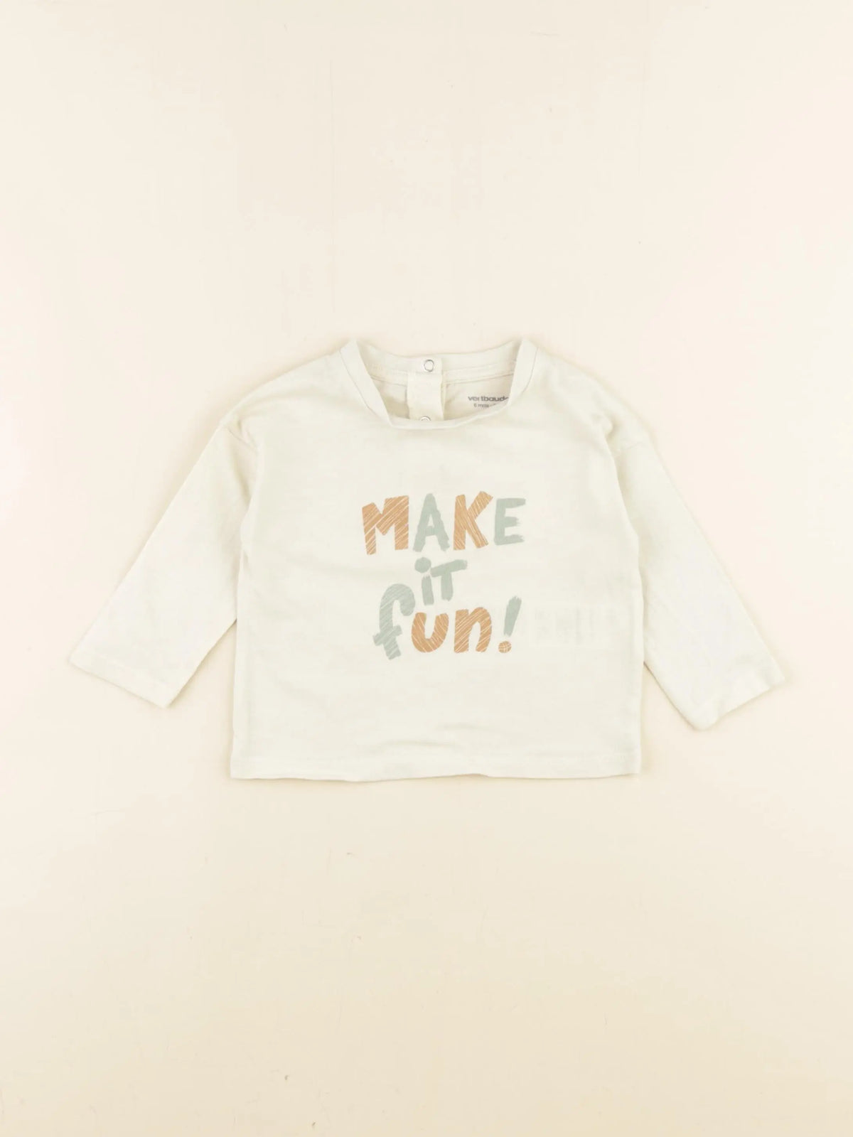 Vertbaudet - tee-shirt beige - 6 mois à 6 ans
