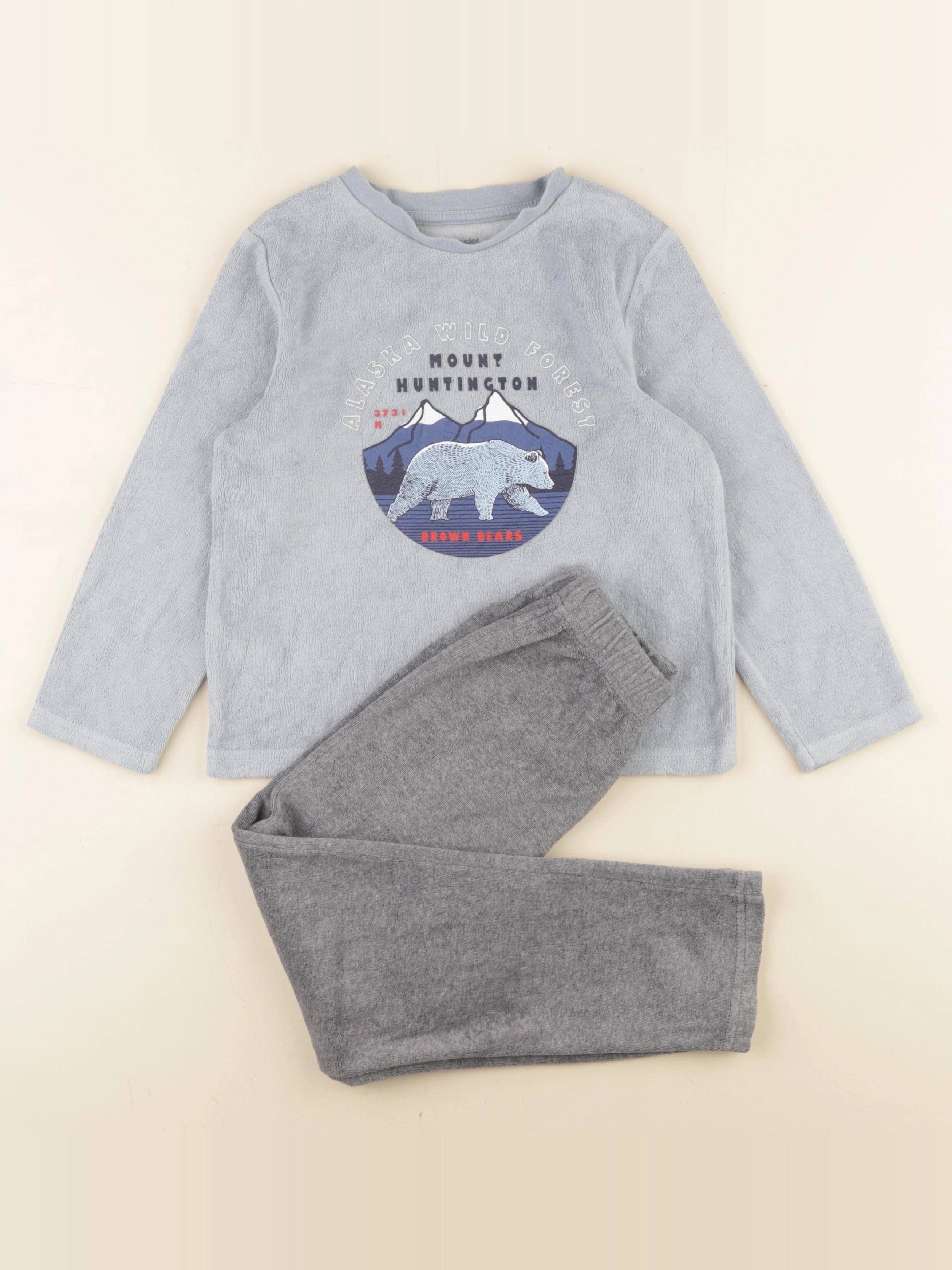 Vertbaudet - pyjama velours bleu, gris - 6 ans